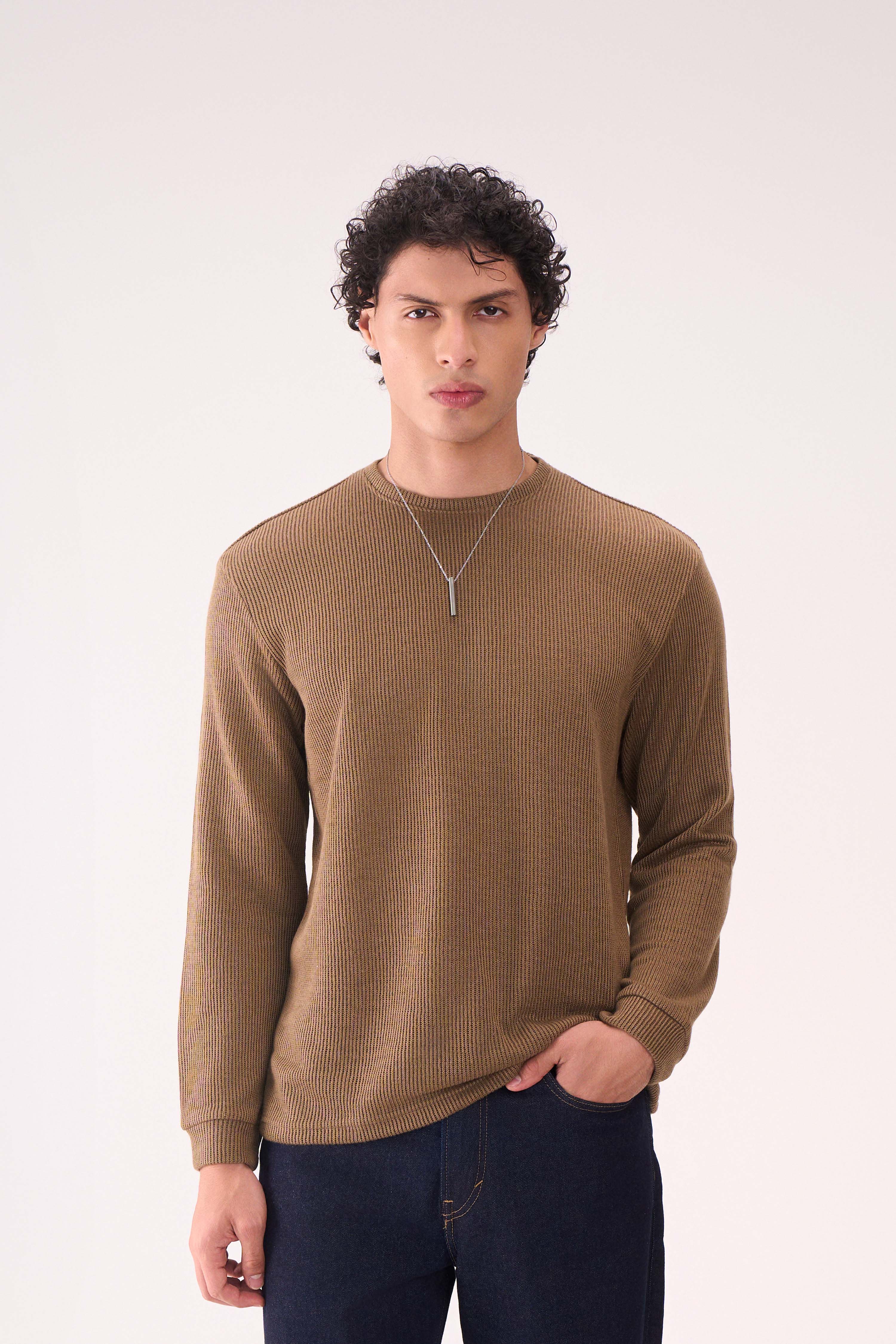 KNITTED LONG SLEEVES BROWN