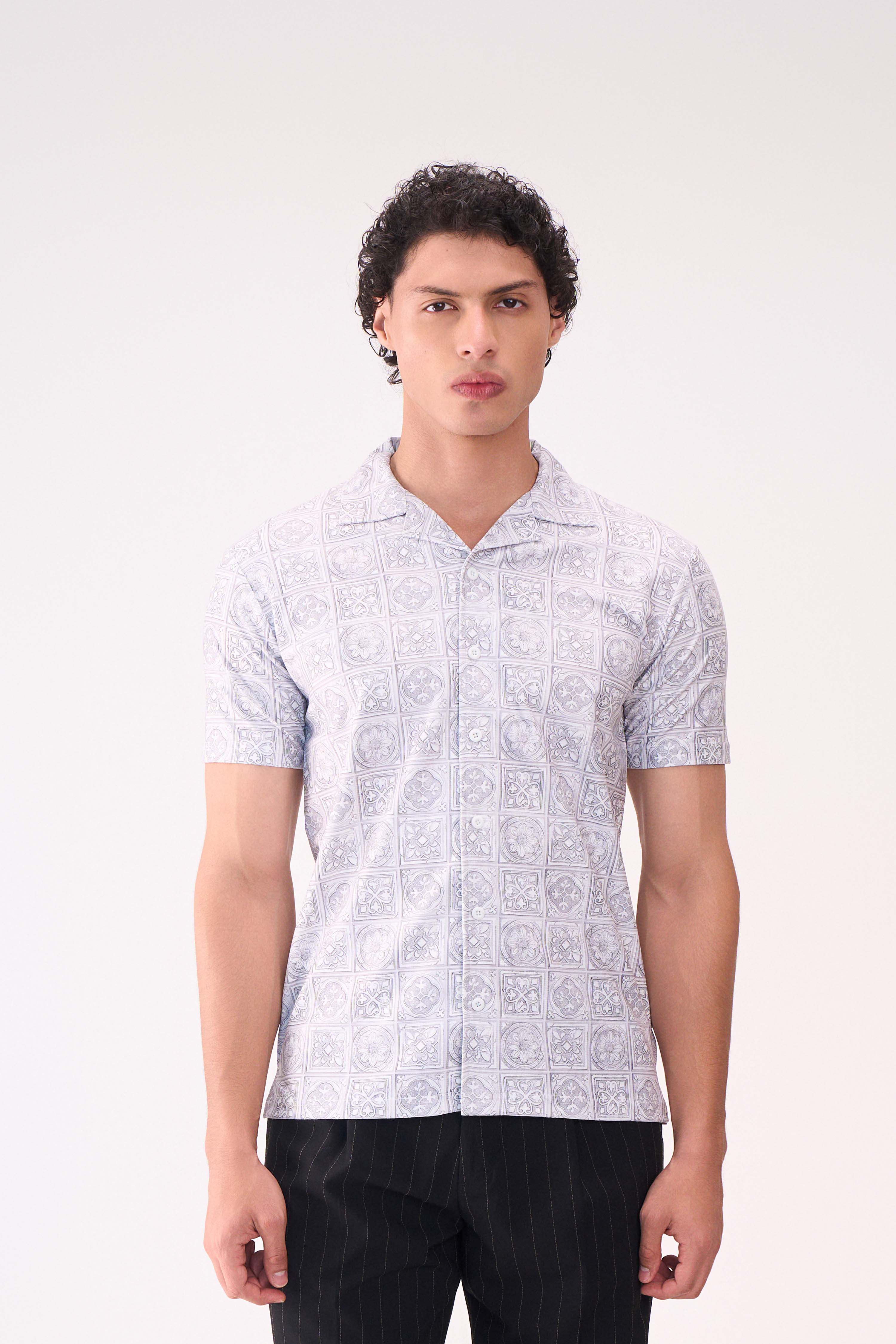 DIGITAL PRINT TEXTURED HALF SLEEVES SHIRT