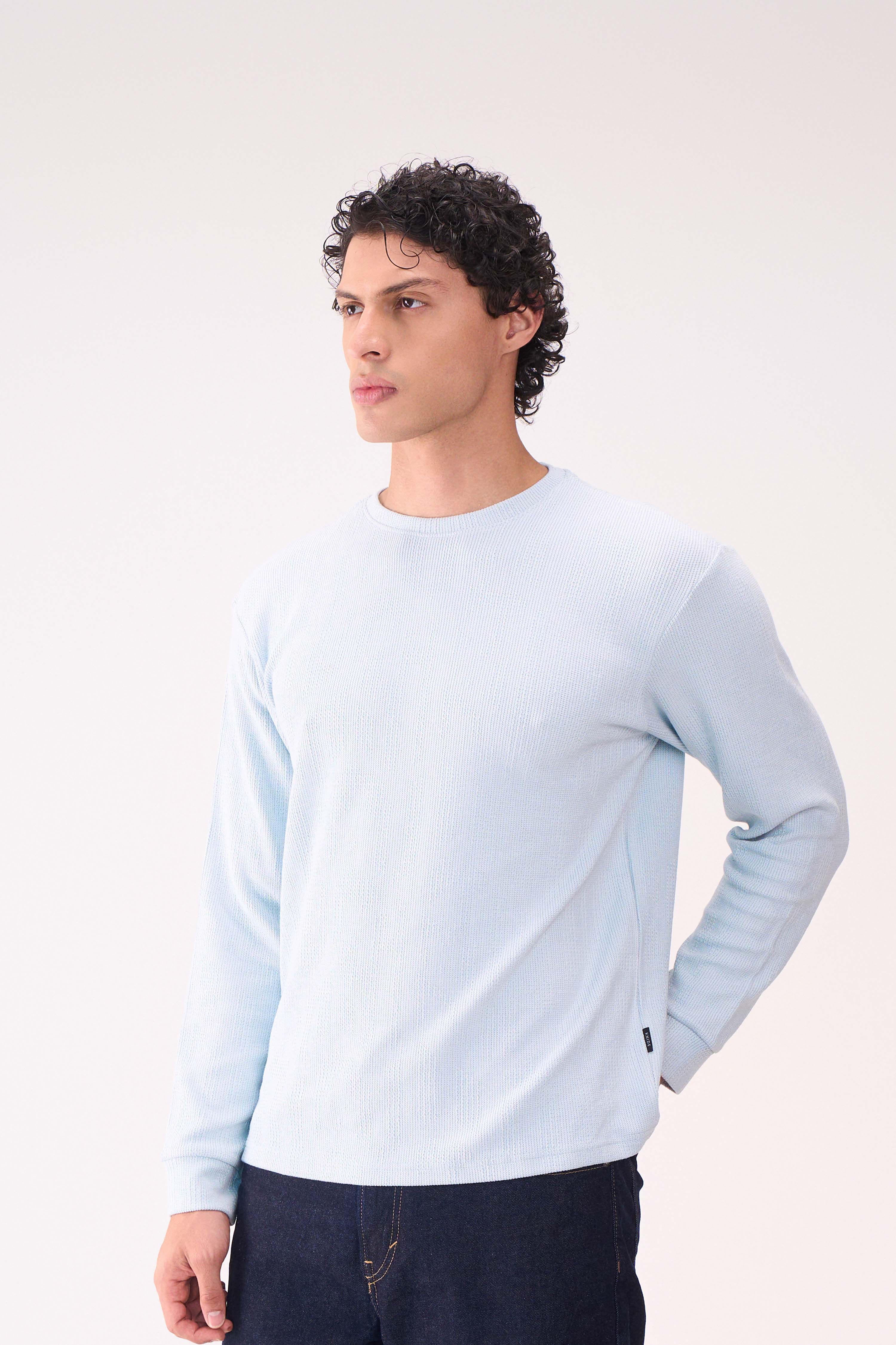 KNITTED LONG SLEEVES LIGHT BLUE