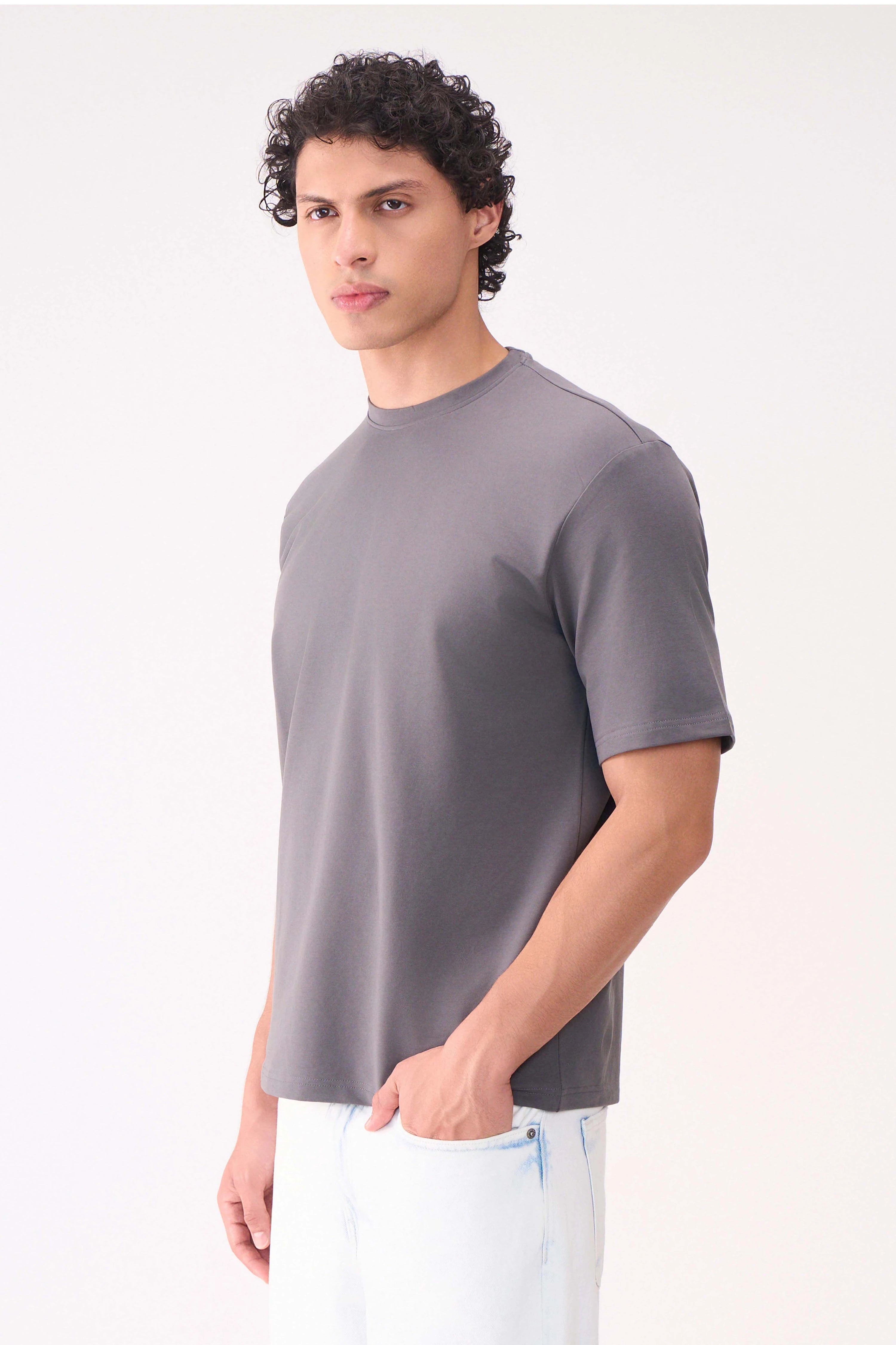 BASIC GREY RELAXED FIT TSHIRT