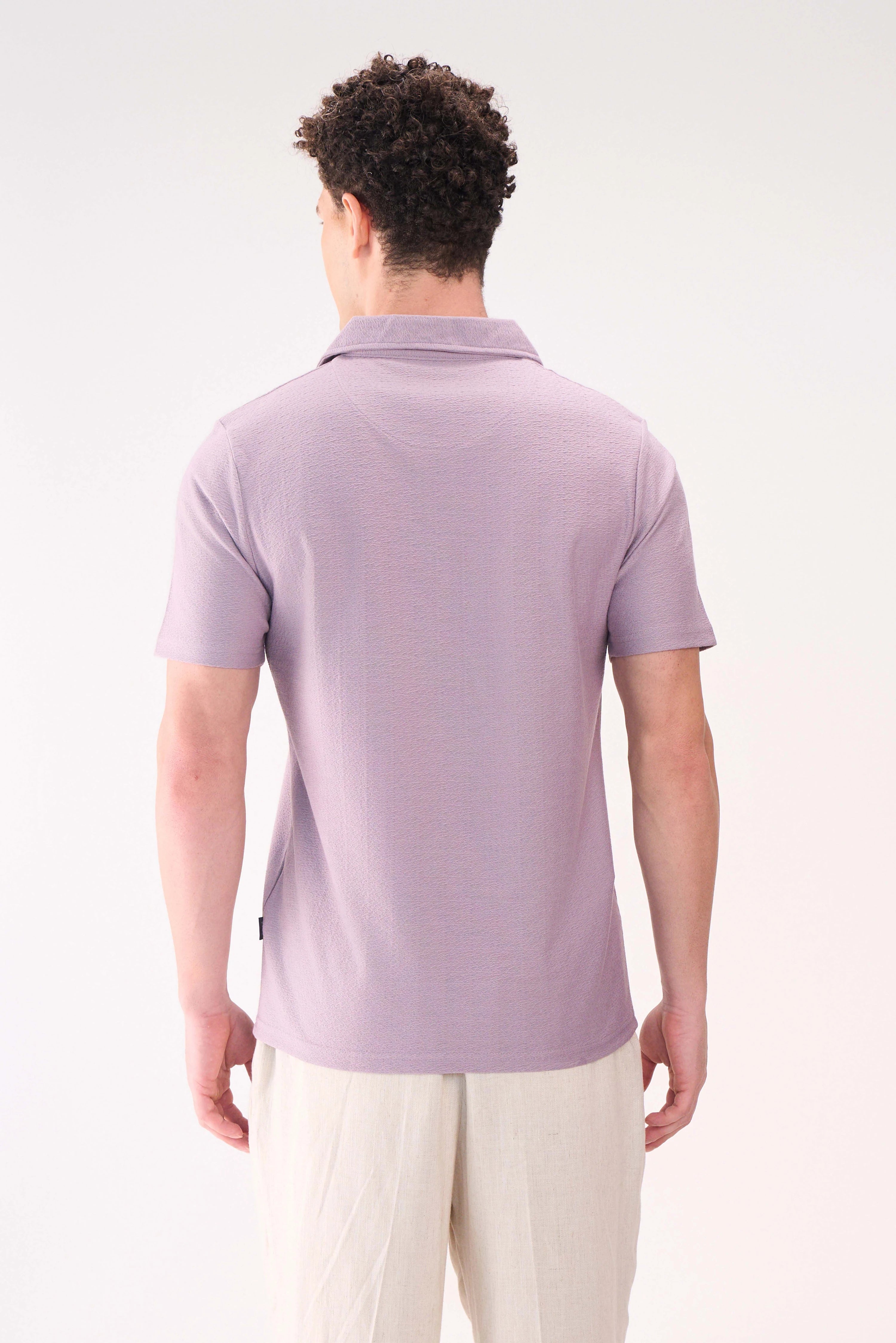 TEXTURED JACQ RESORT COLLAR LAVENDER