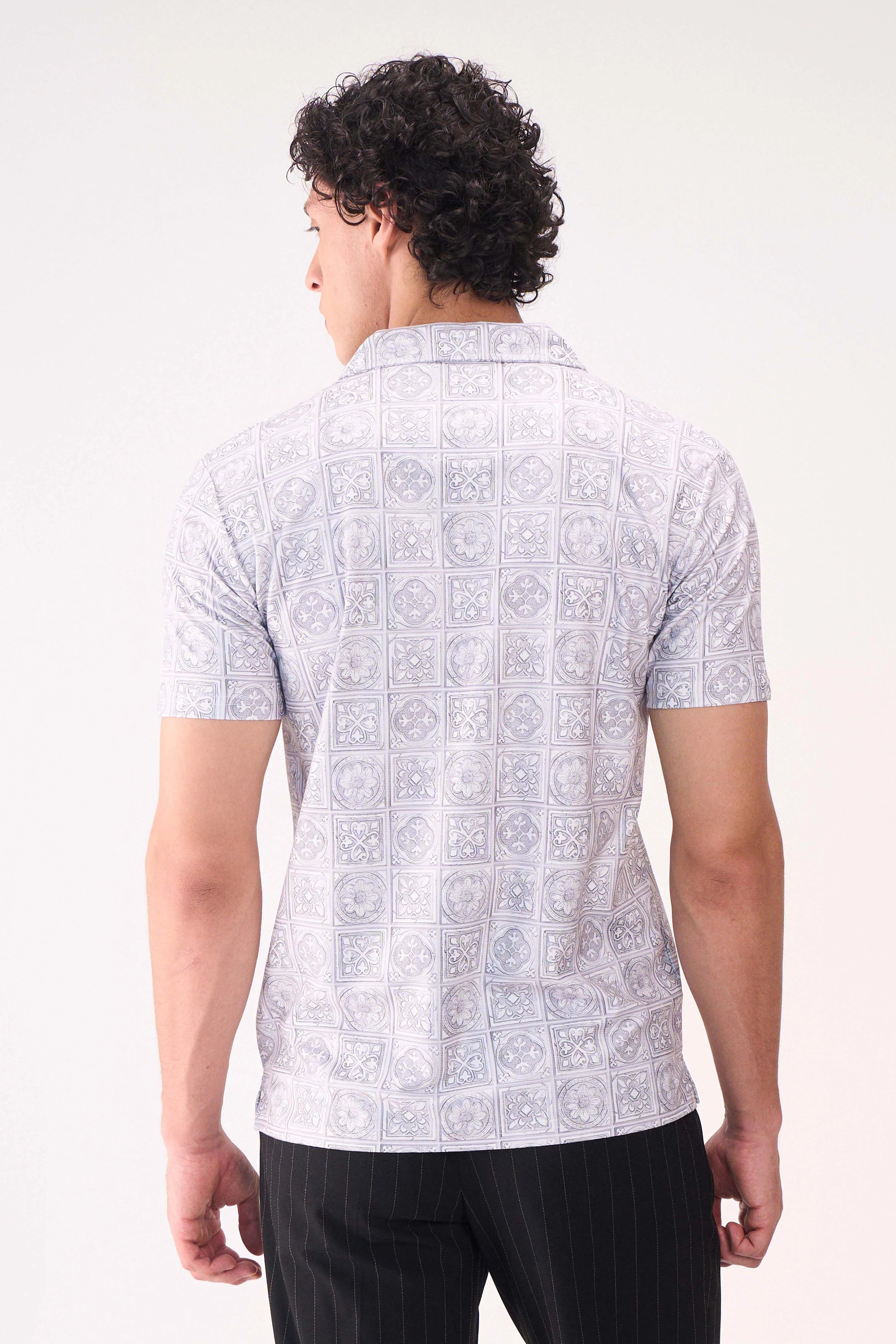 DIGITAL PRINT TEXTURED HALF SLEEVES SHIRT