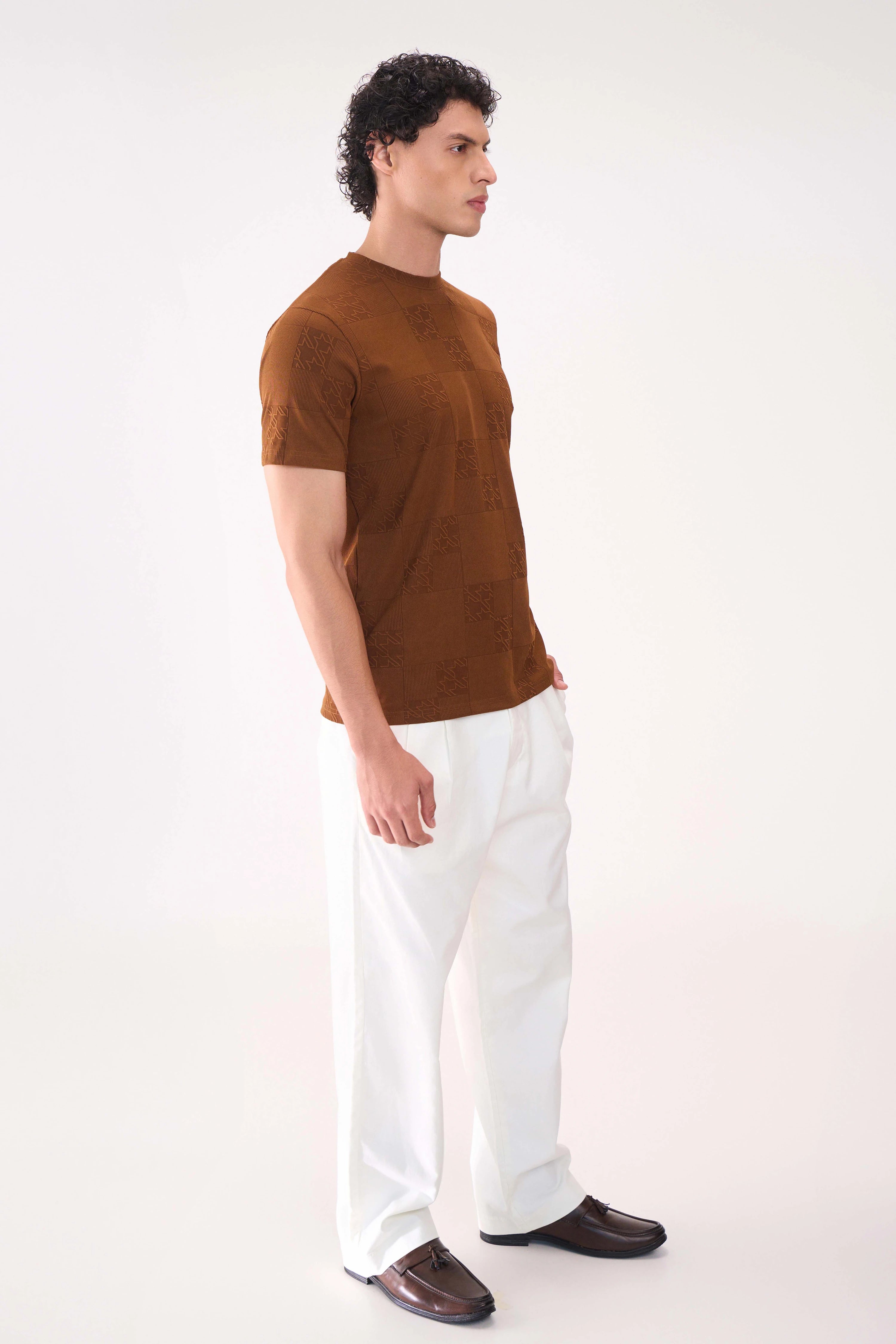 REGULAR FIT TEXTURED BROWN