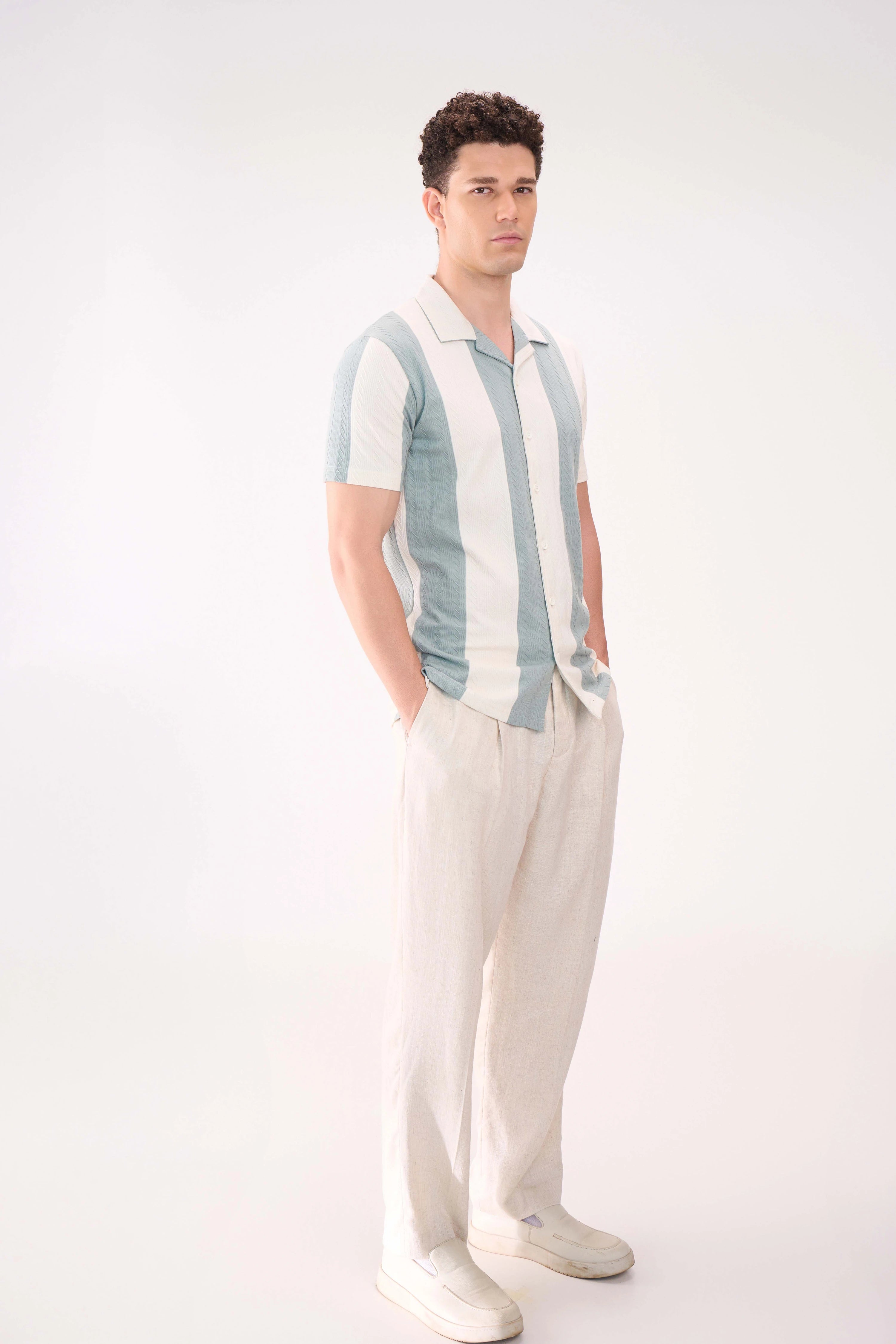 GREEN STRIPES TEXTURED