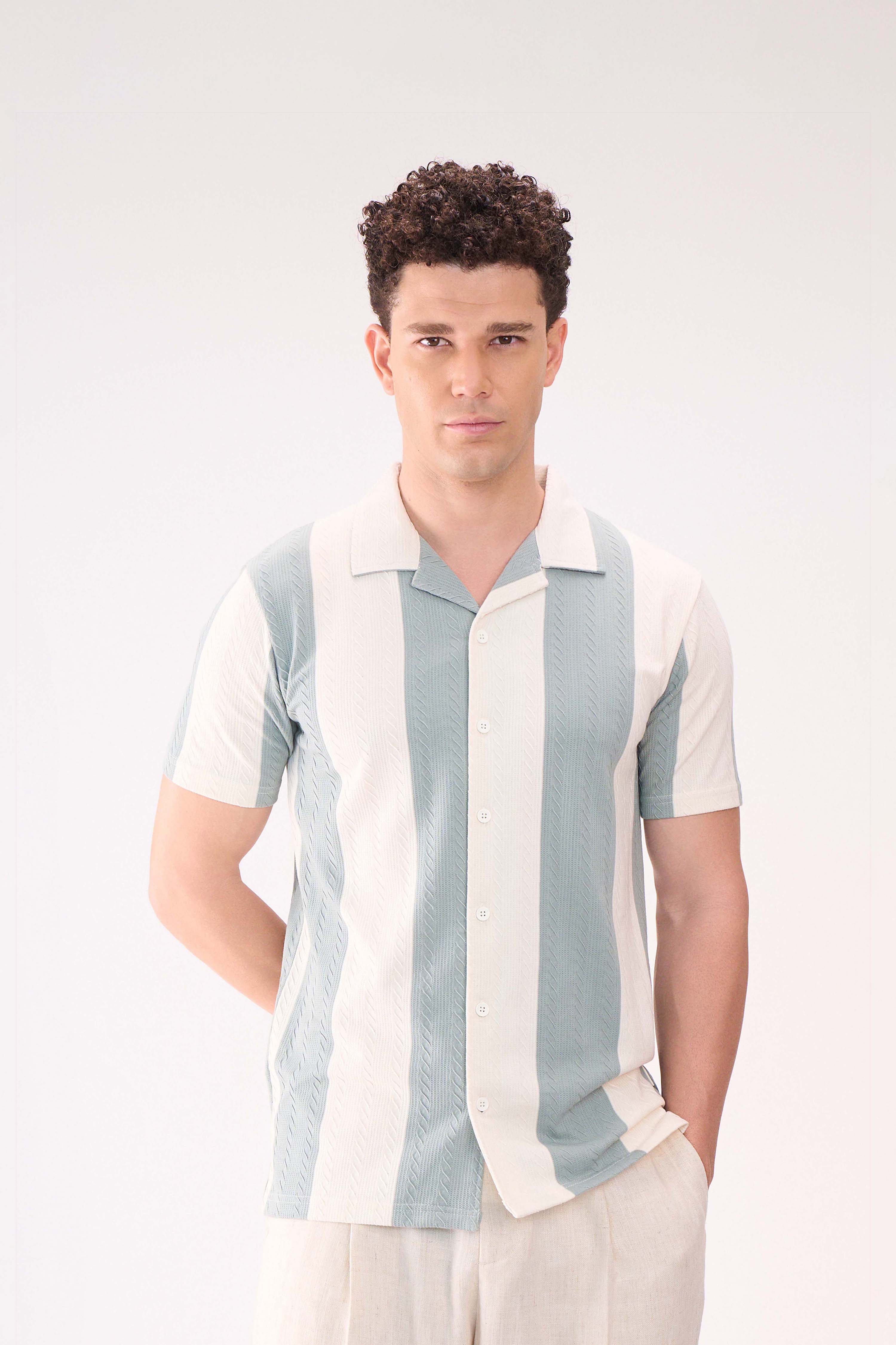 GREEN STRIPES TEXTURED