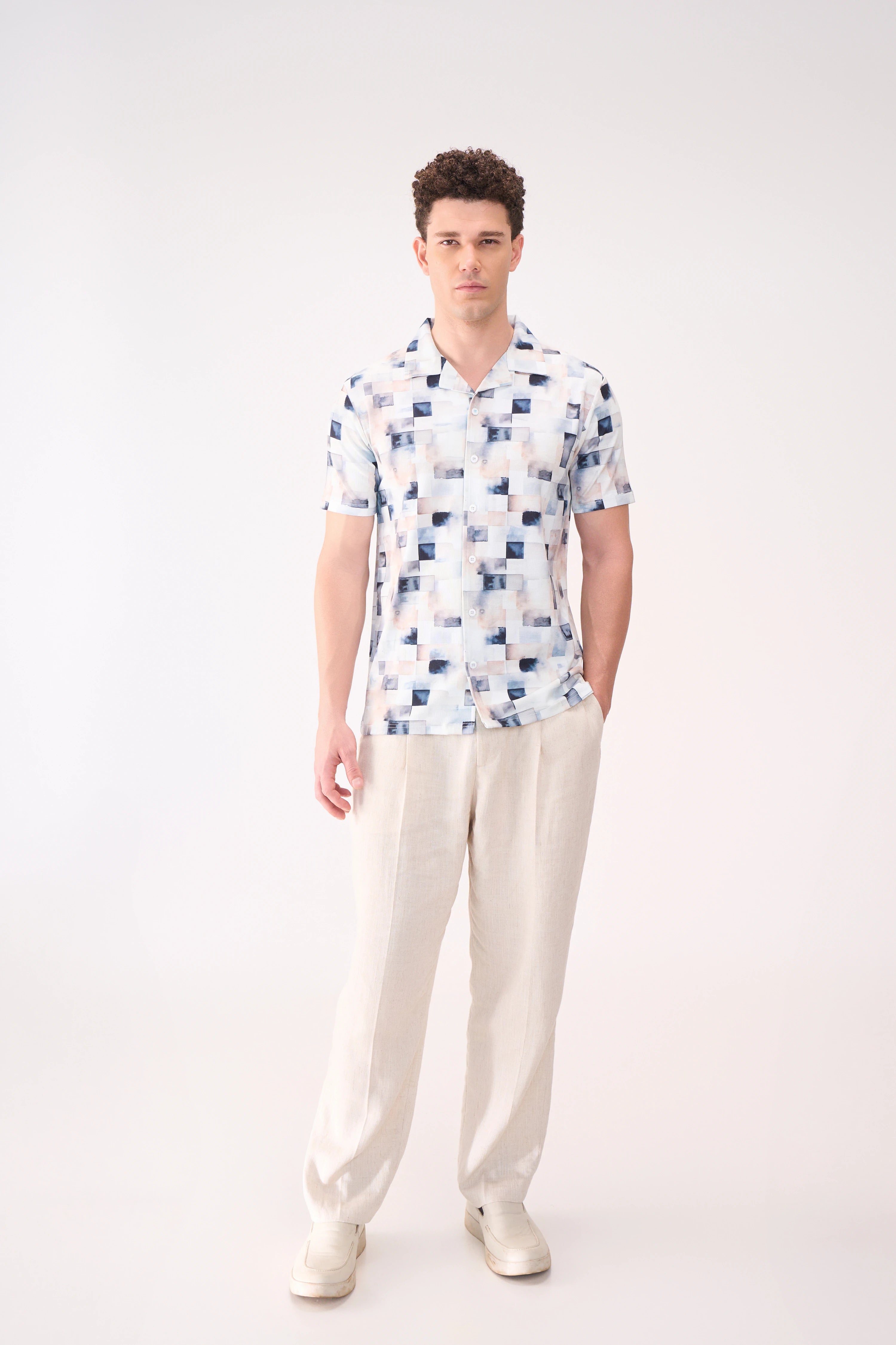 DIGITAL BOX PRINT TEXTURED SHIRT