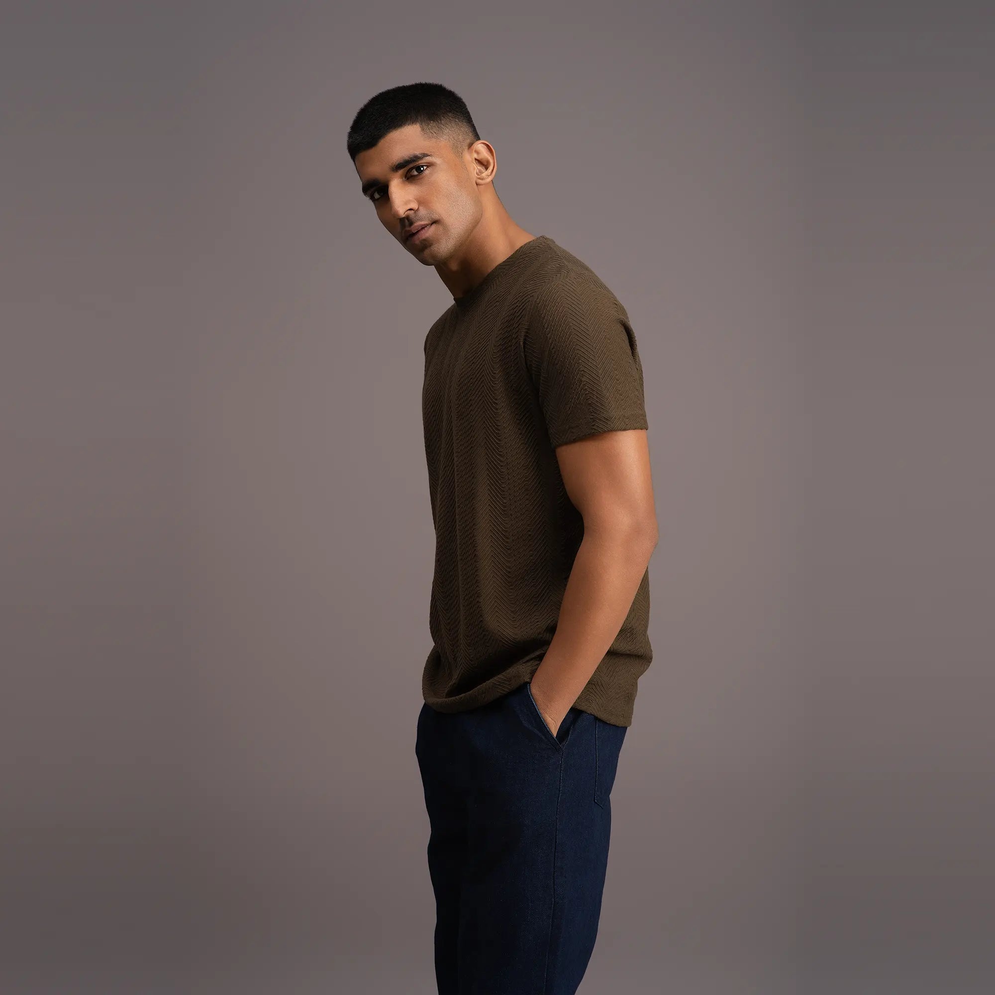 Relaxed Olive Weave T-shirt