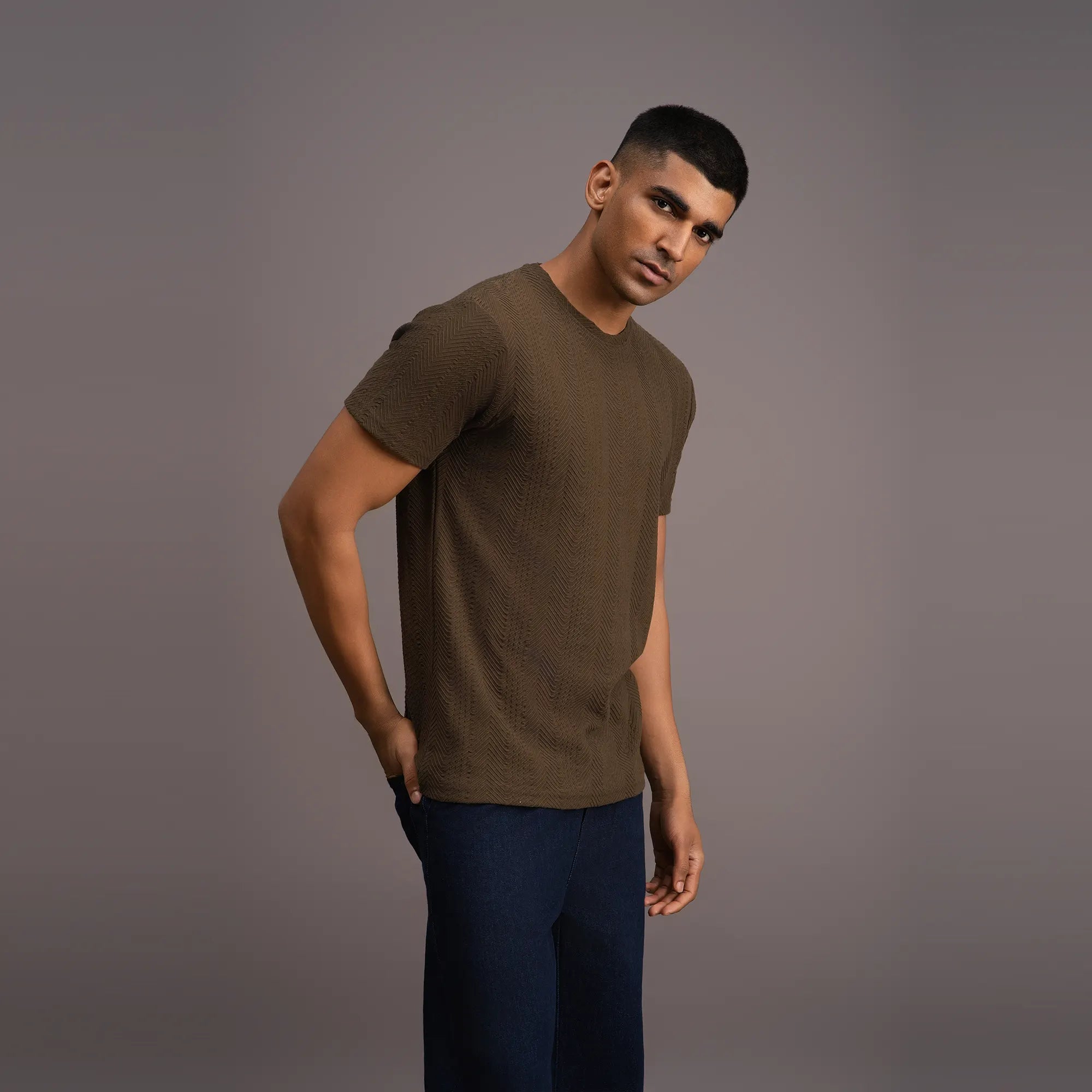 Relaxed Olive Weave T-shirt