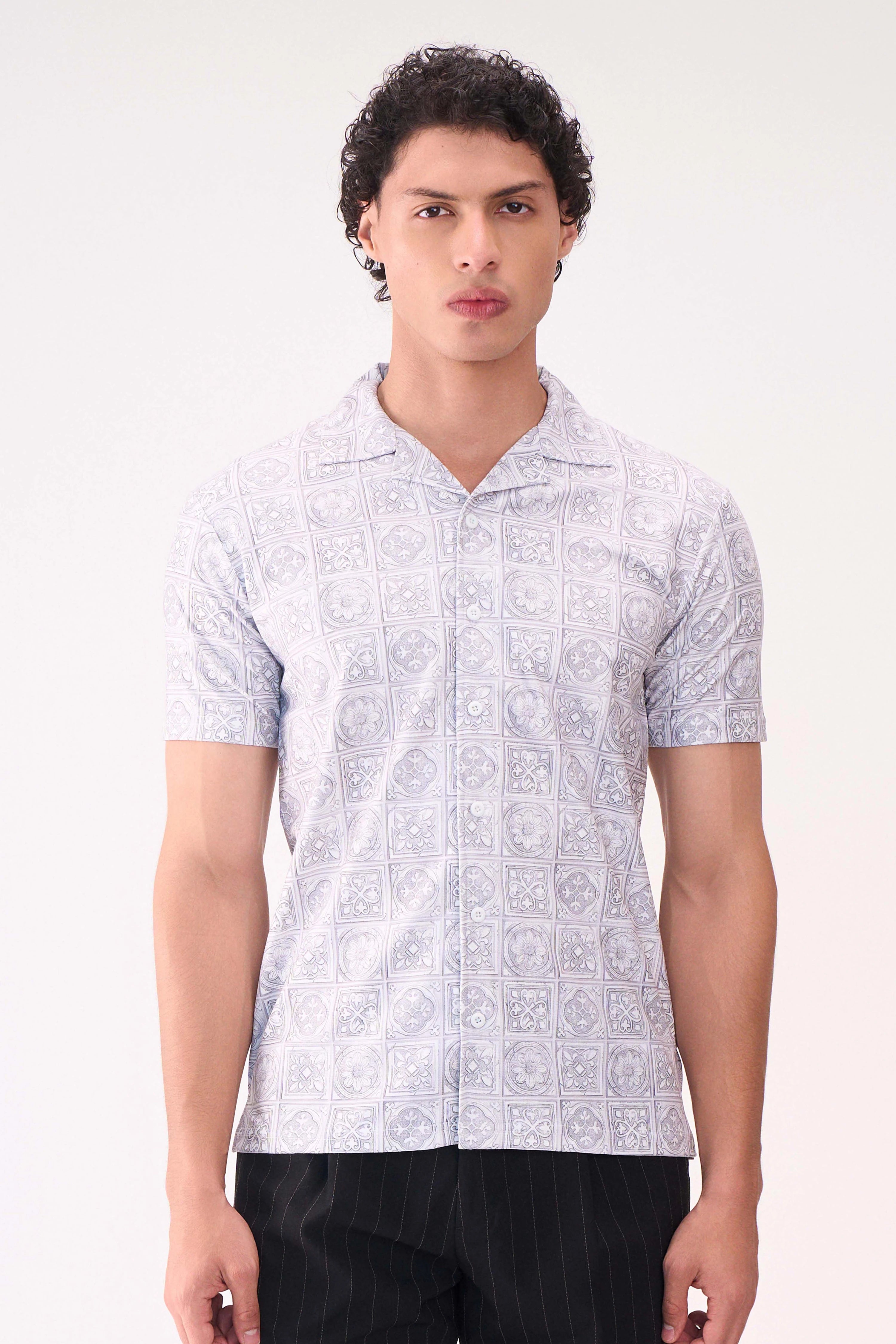 DIGITAL PRINT TEXTURED HALF SLEEVES SHIRT
