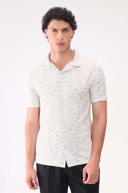 TEXTURED HALF SLEEVES WHITE SHIRT