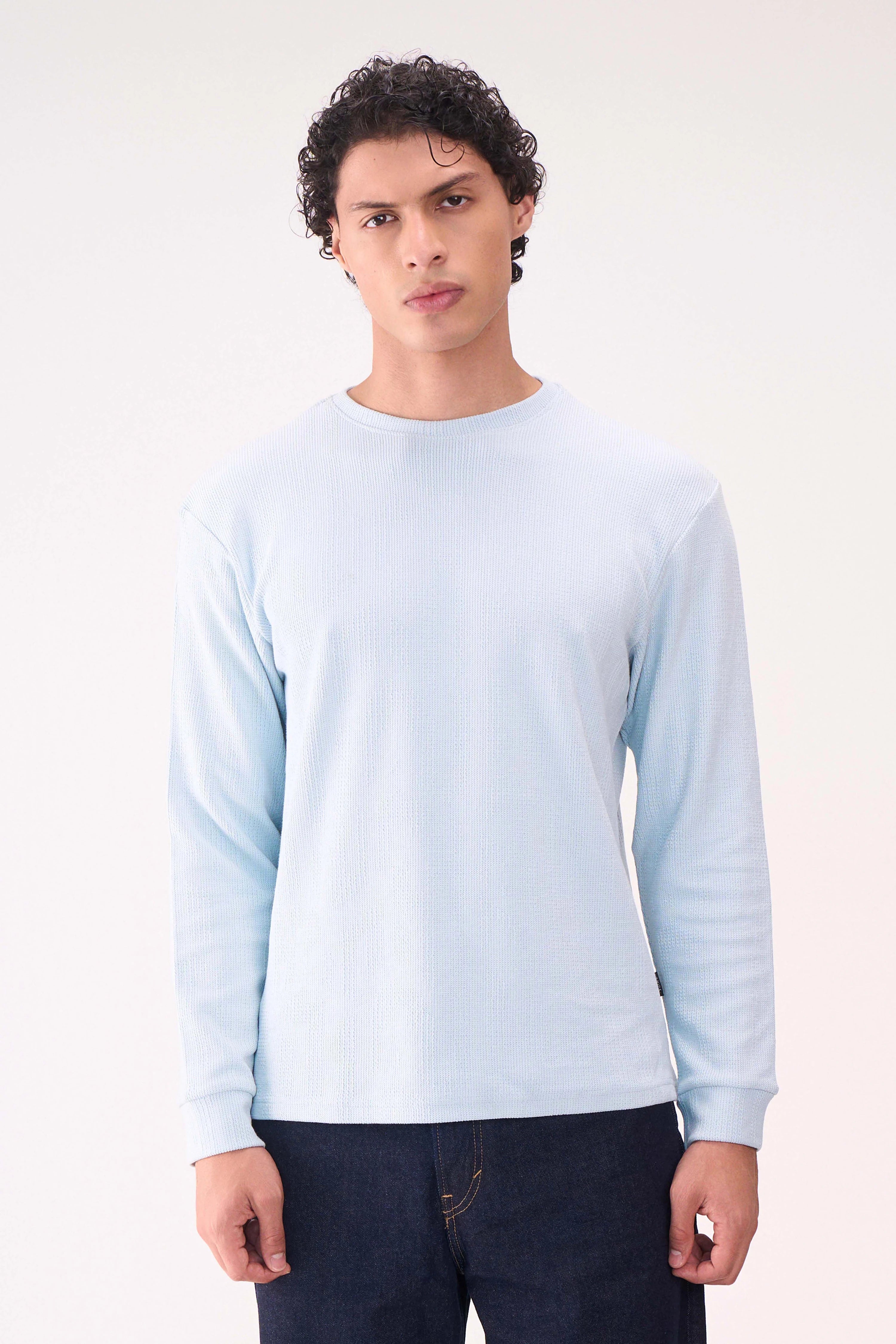 KNITTED LONG SLEEVES LIGHT BLUE