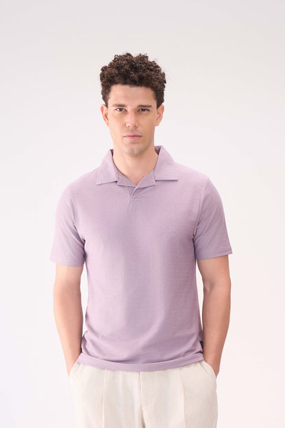 TEXTURED JACQ RESORT COLLAR LAVENDER