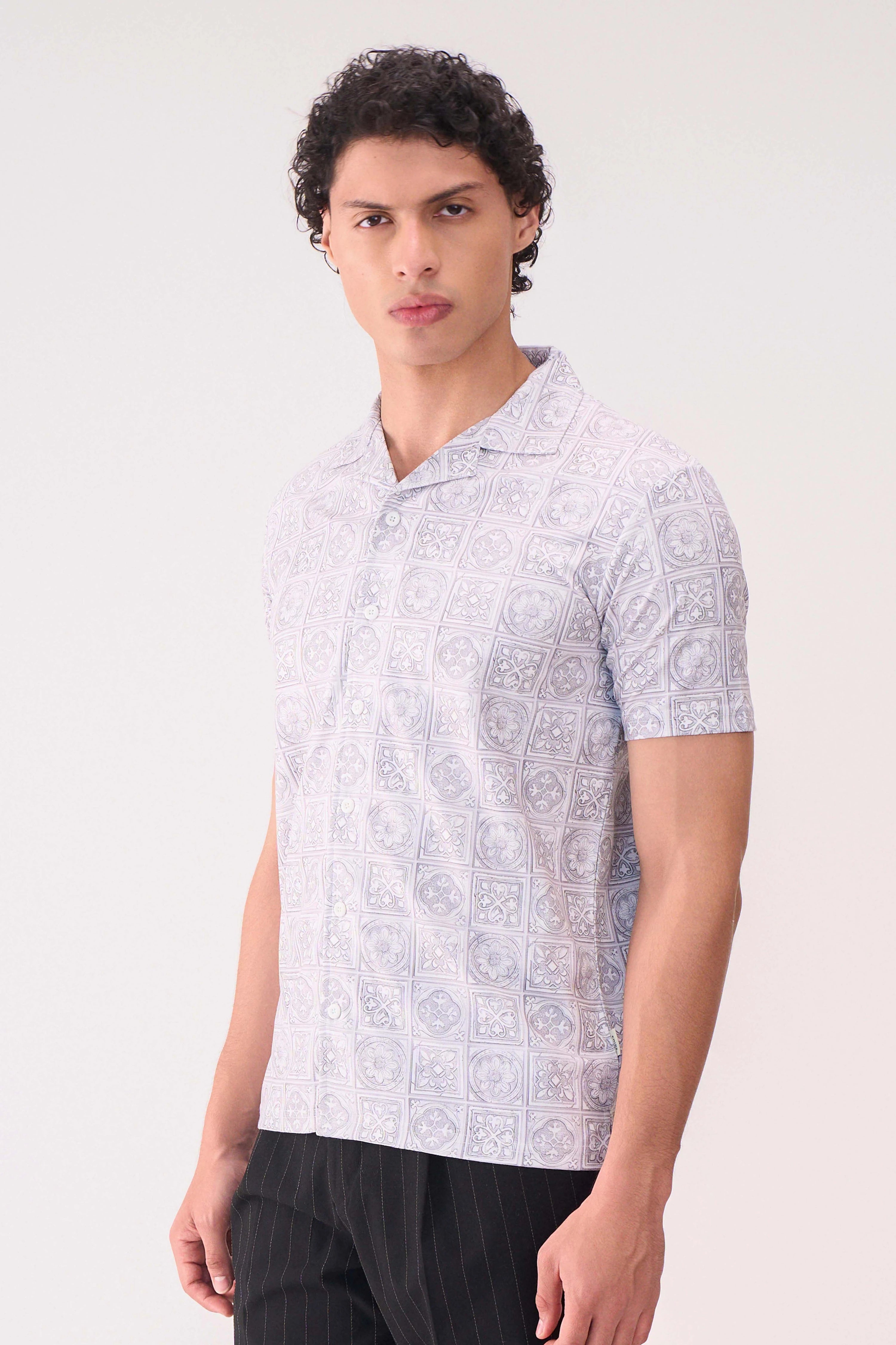 DIGITAL PRINT TEXTURED HALF SLEEVES SHIRT