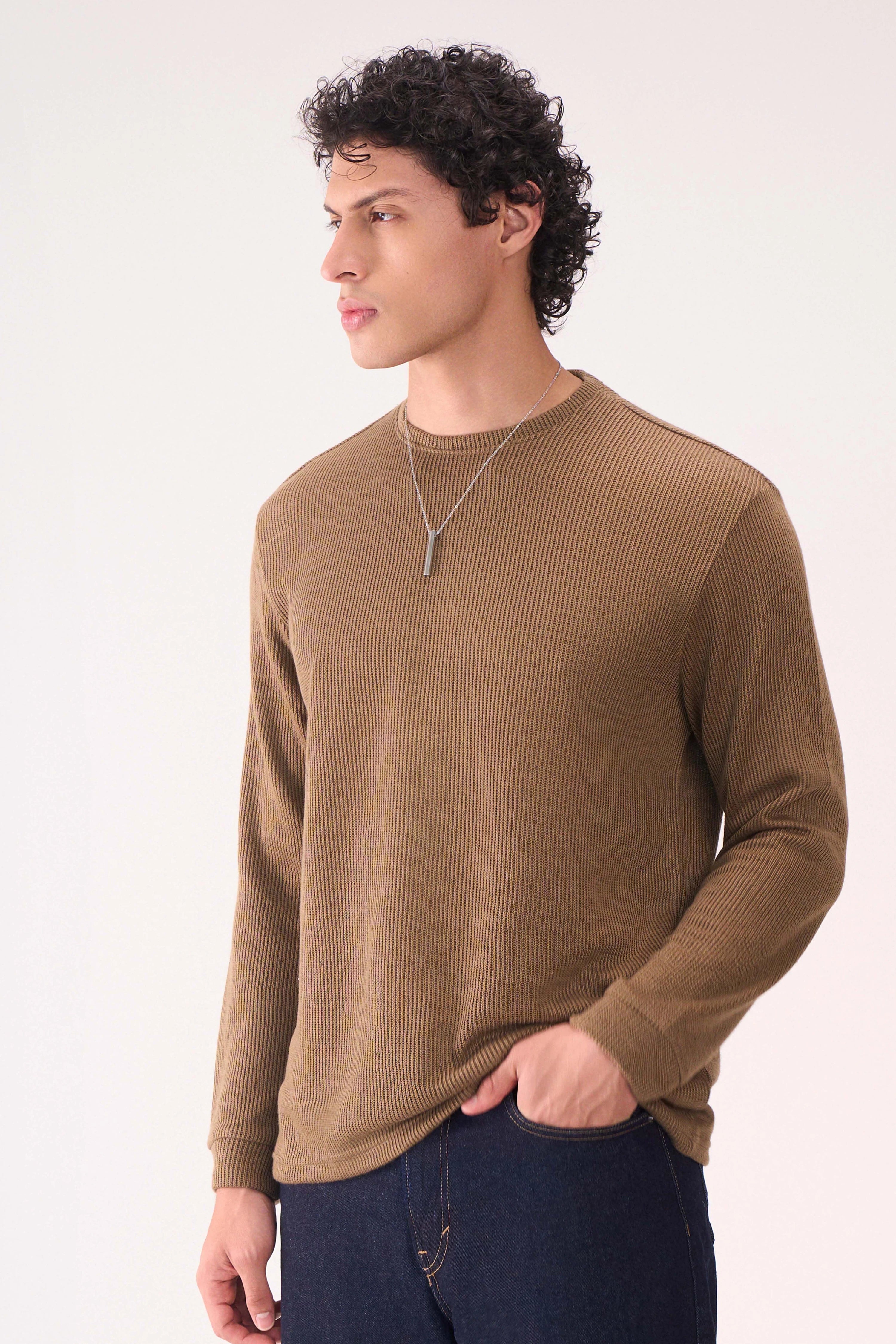 KNITTED LONG SLEEVES BROWN