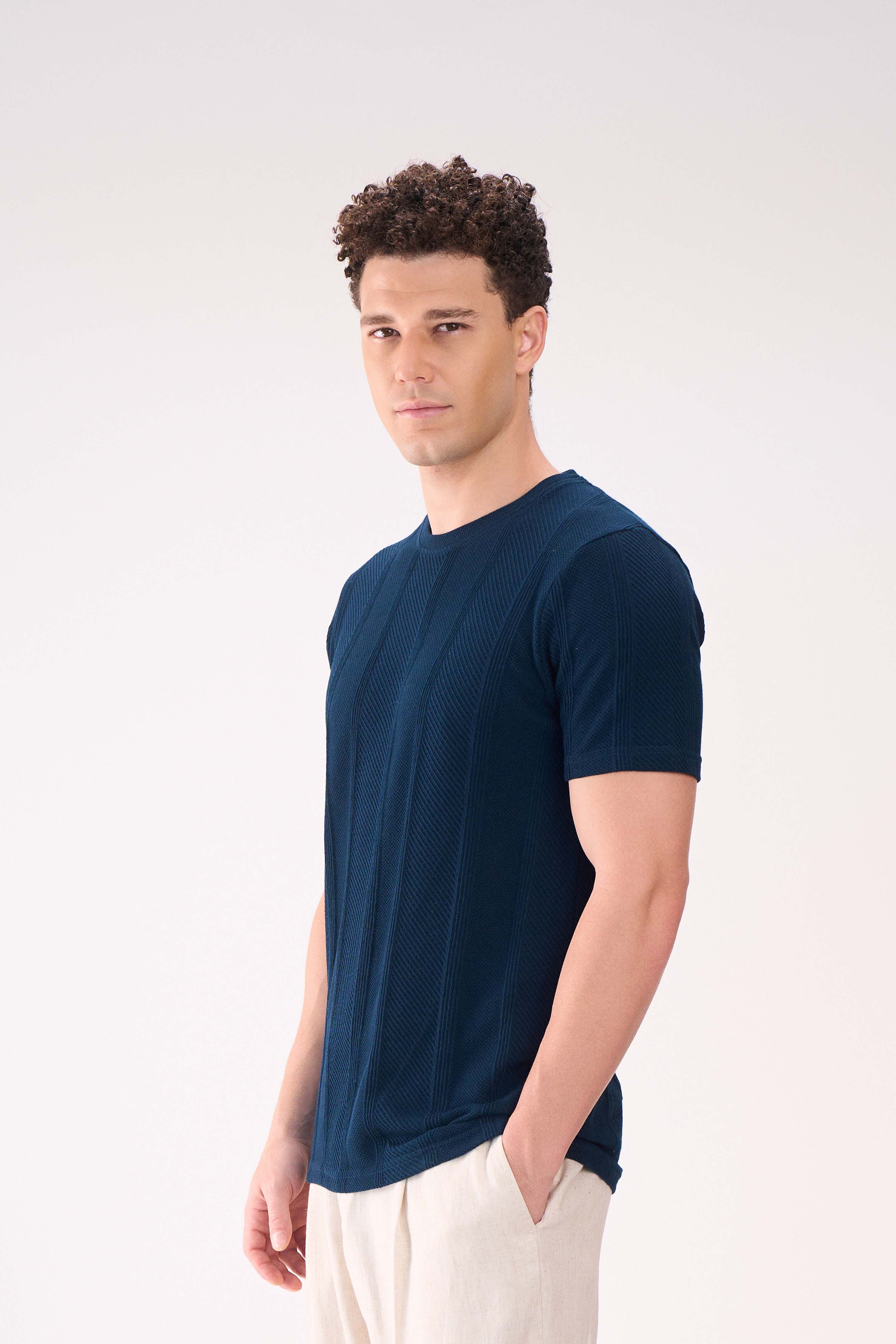 REGULAR FIT TEXTURED TEAL