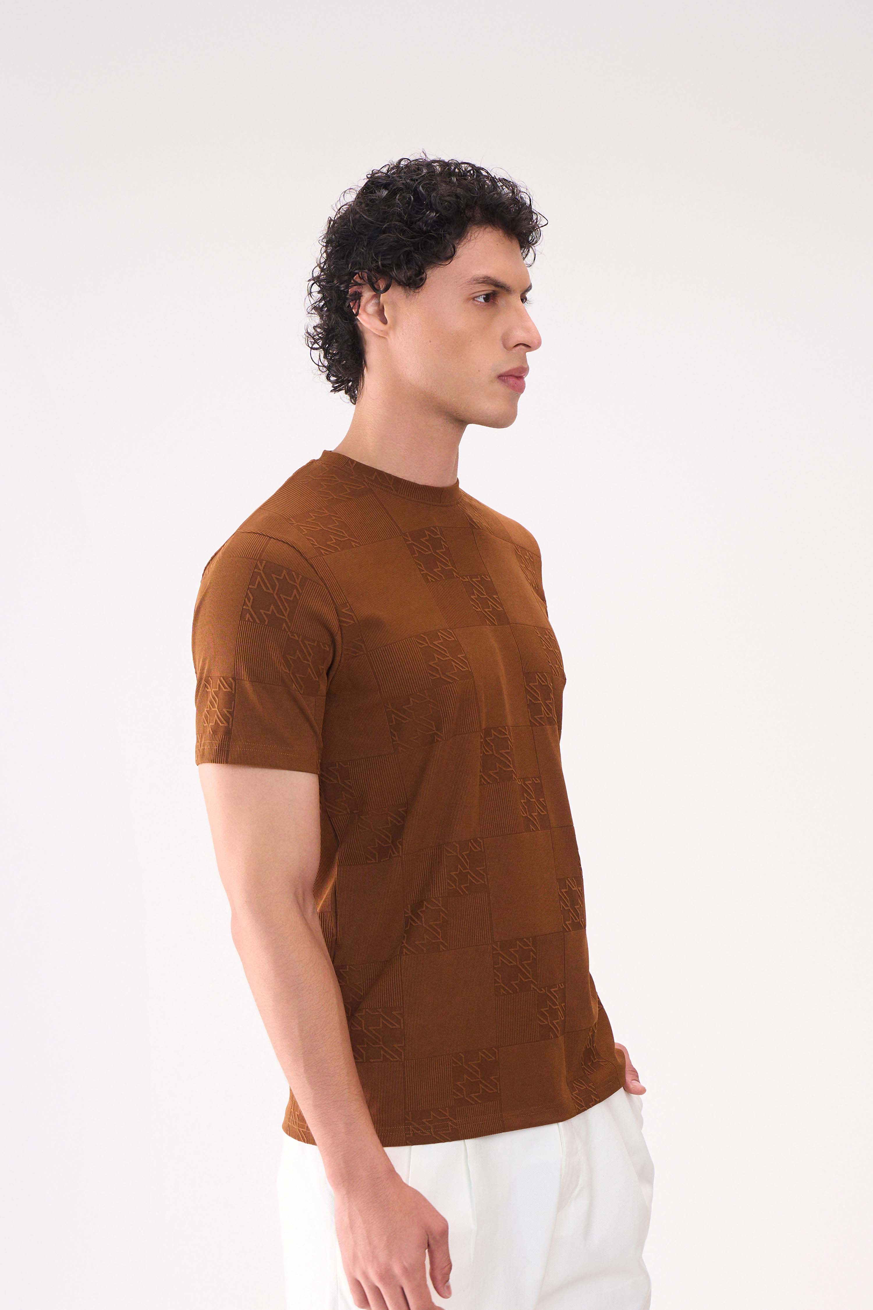 REGULAR FIT TEXTURED BROWN