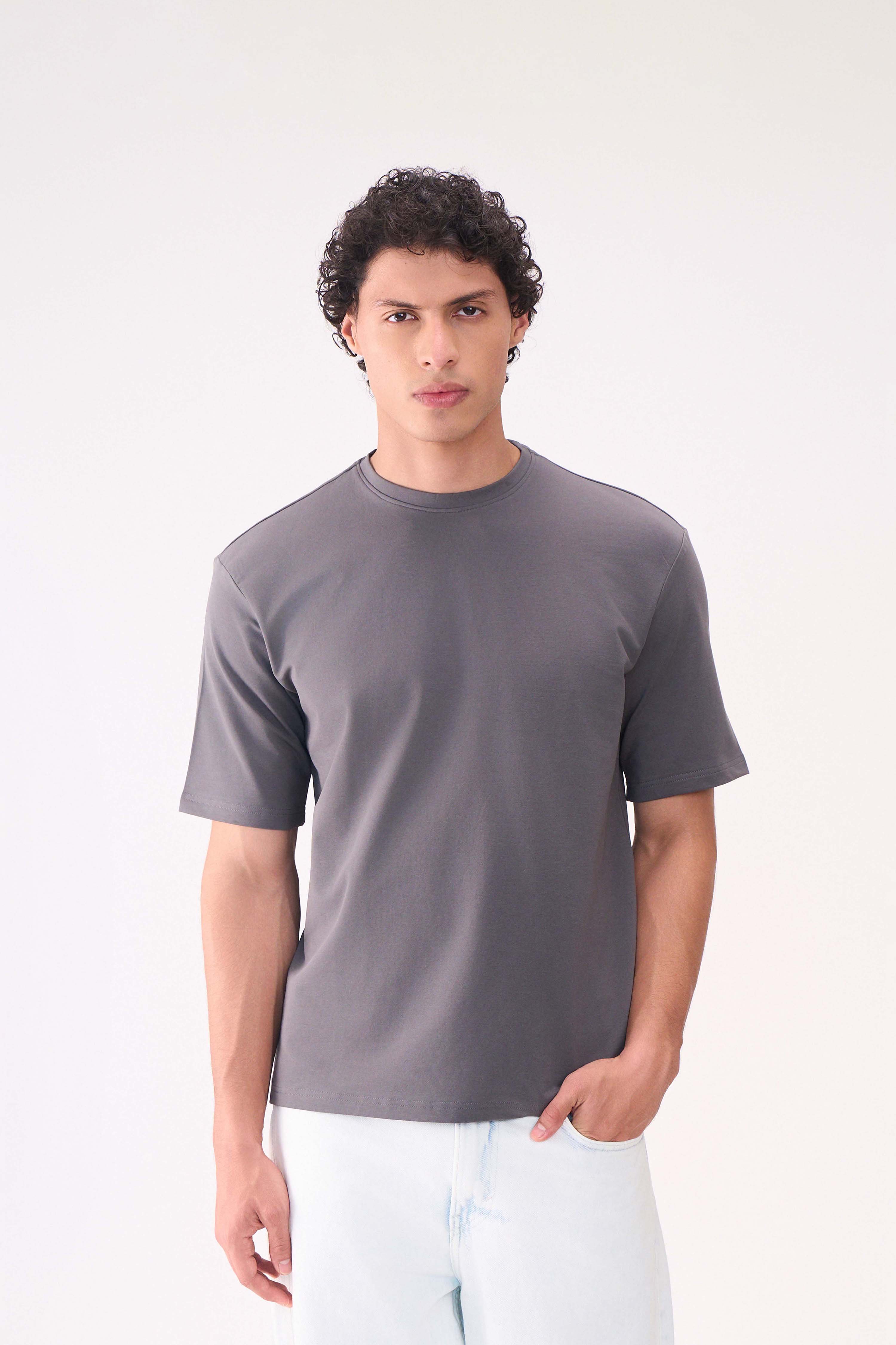 BASIC GREY RELAXED FIT TSHIRT
