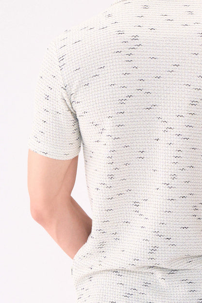 TEXTURED HALF SLEEVES WHITE SHIRT