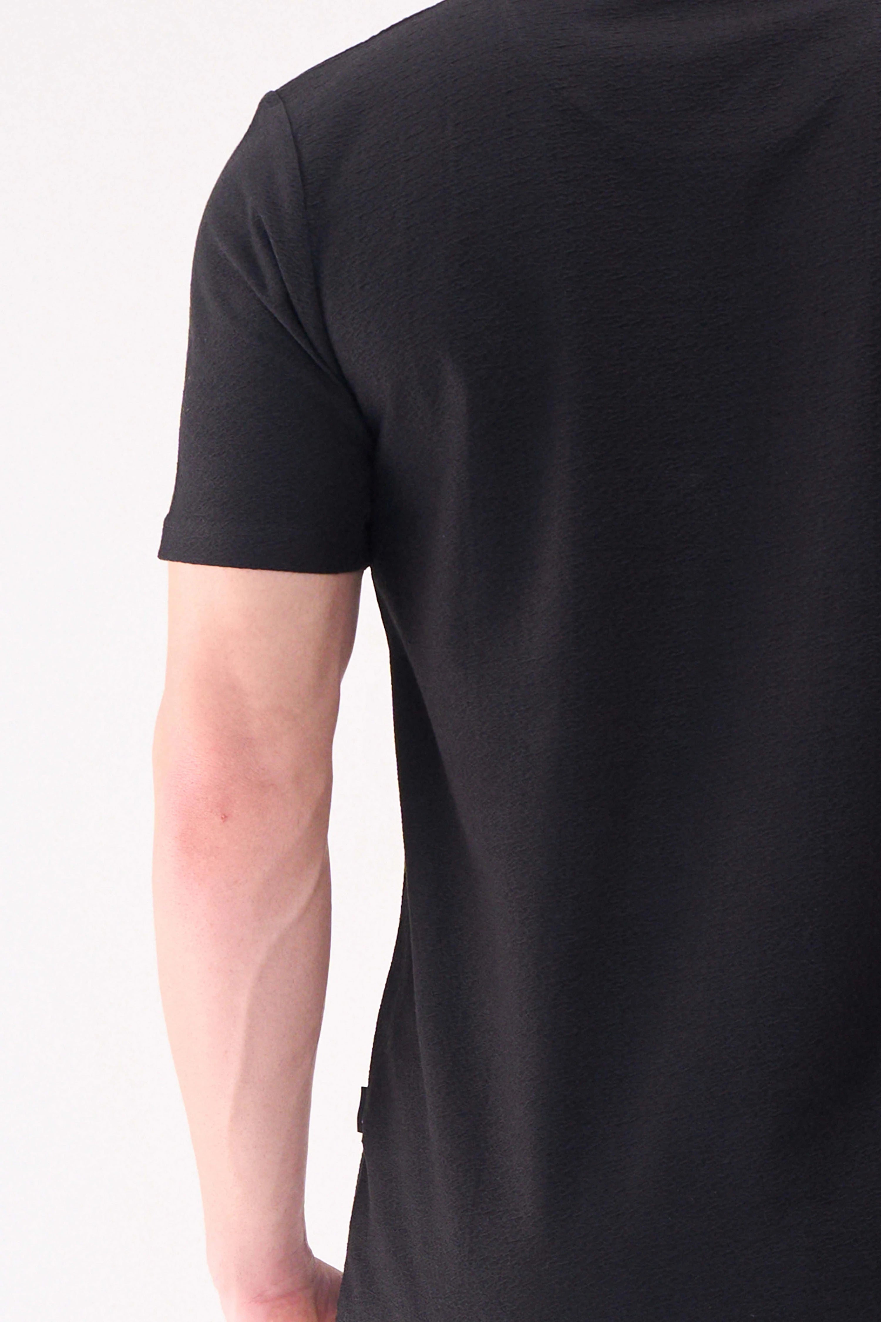 TEXTURED JACQ RESORT COLLAR BLACK