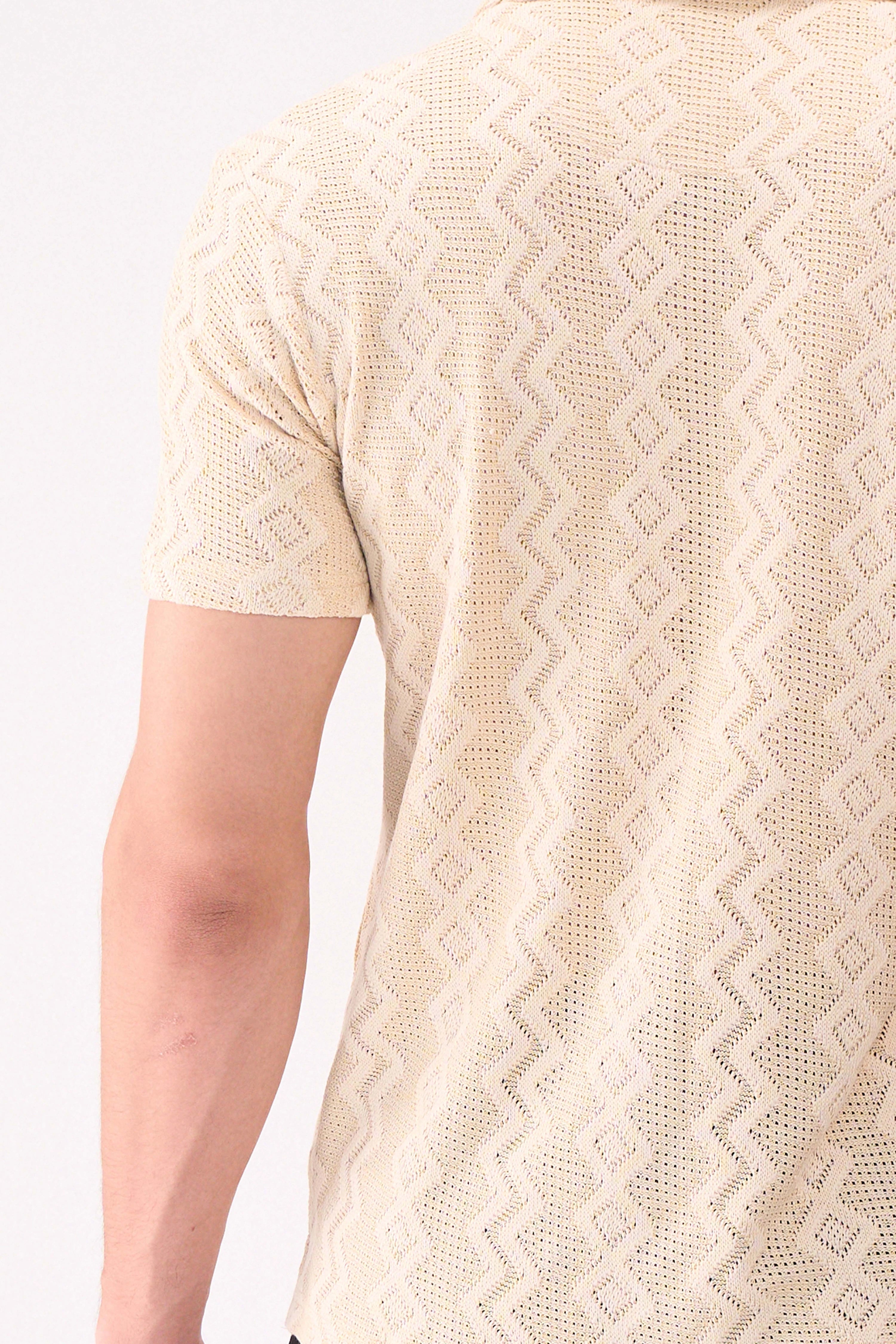 CROCHET TEXTURED BEIGE SHIRT