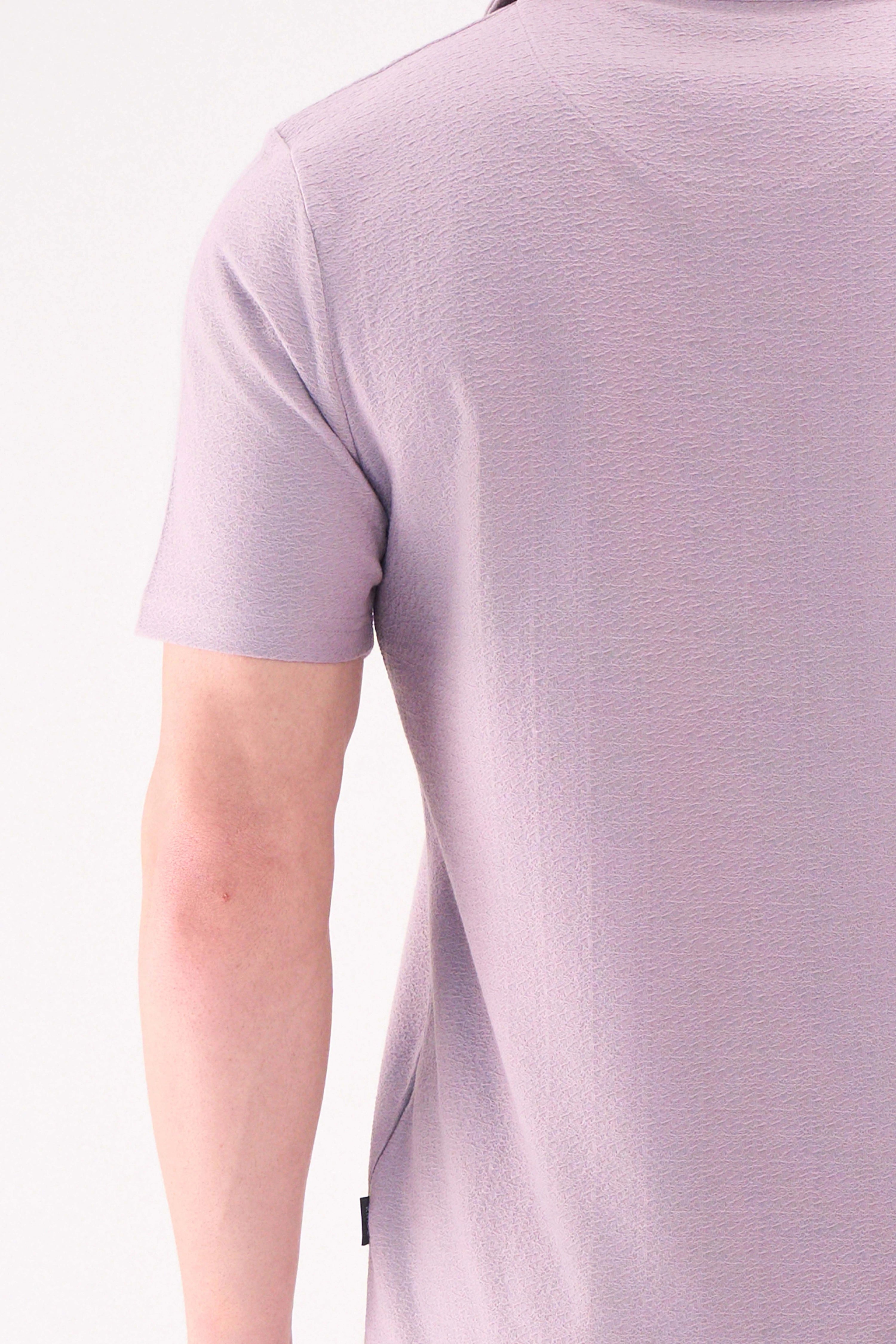 TEXTURED JACQ RESORT COLLAR LAVENDER