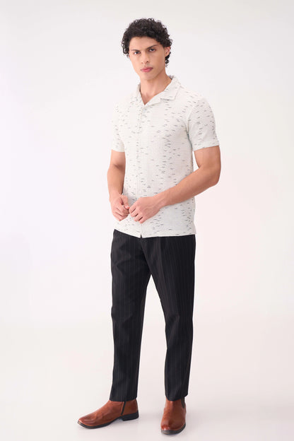 TEXTURED HALF SLEEVES WHITE SHIRT