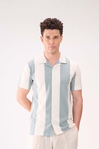GREEN STRIPES TEXTURED