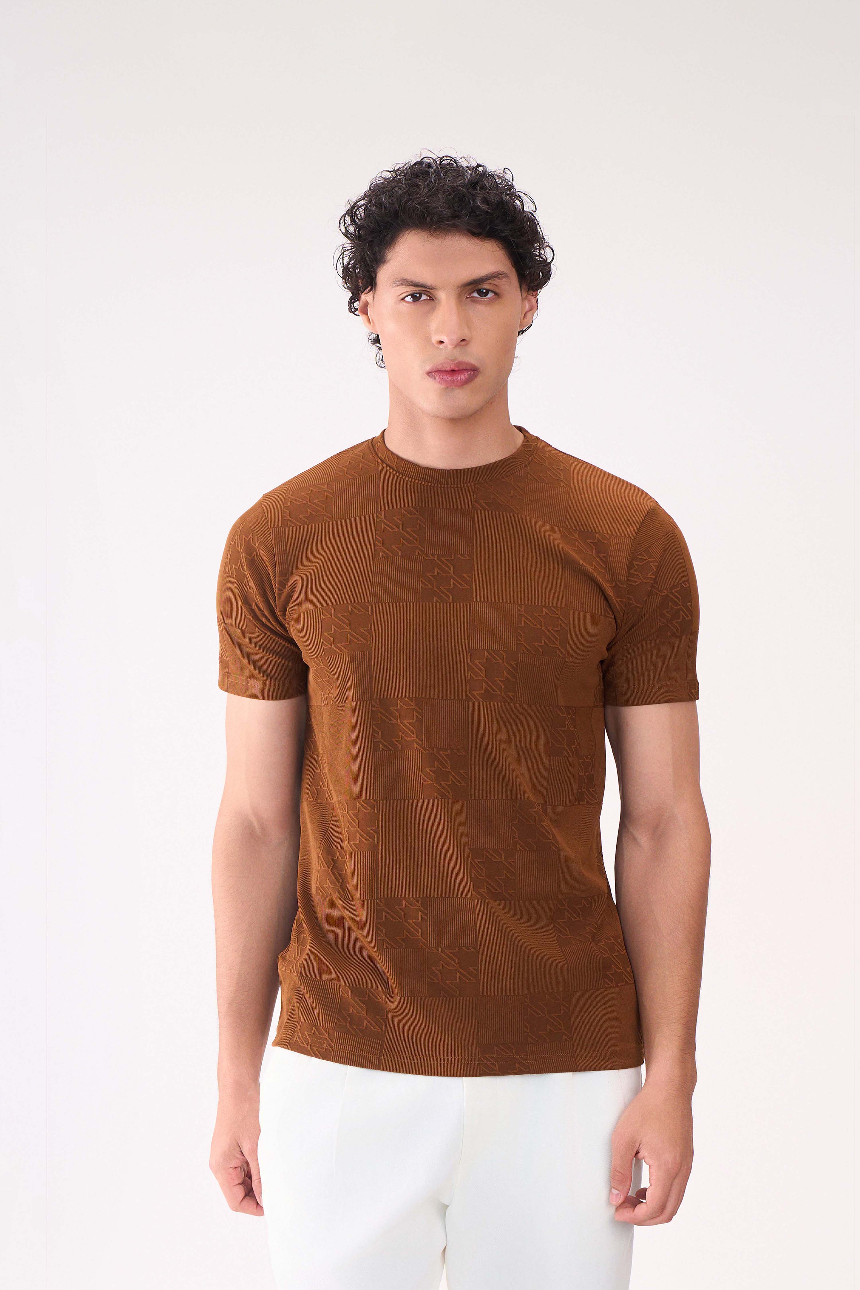 REGULAR FIT TEXTURED BROWN