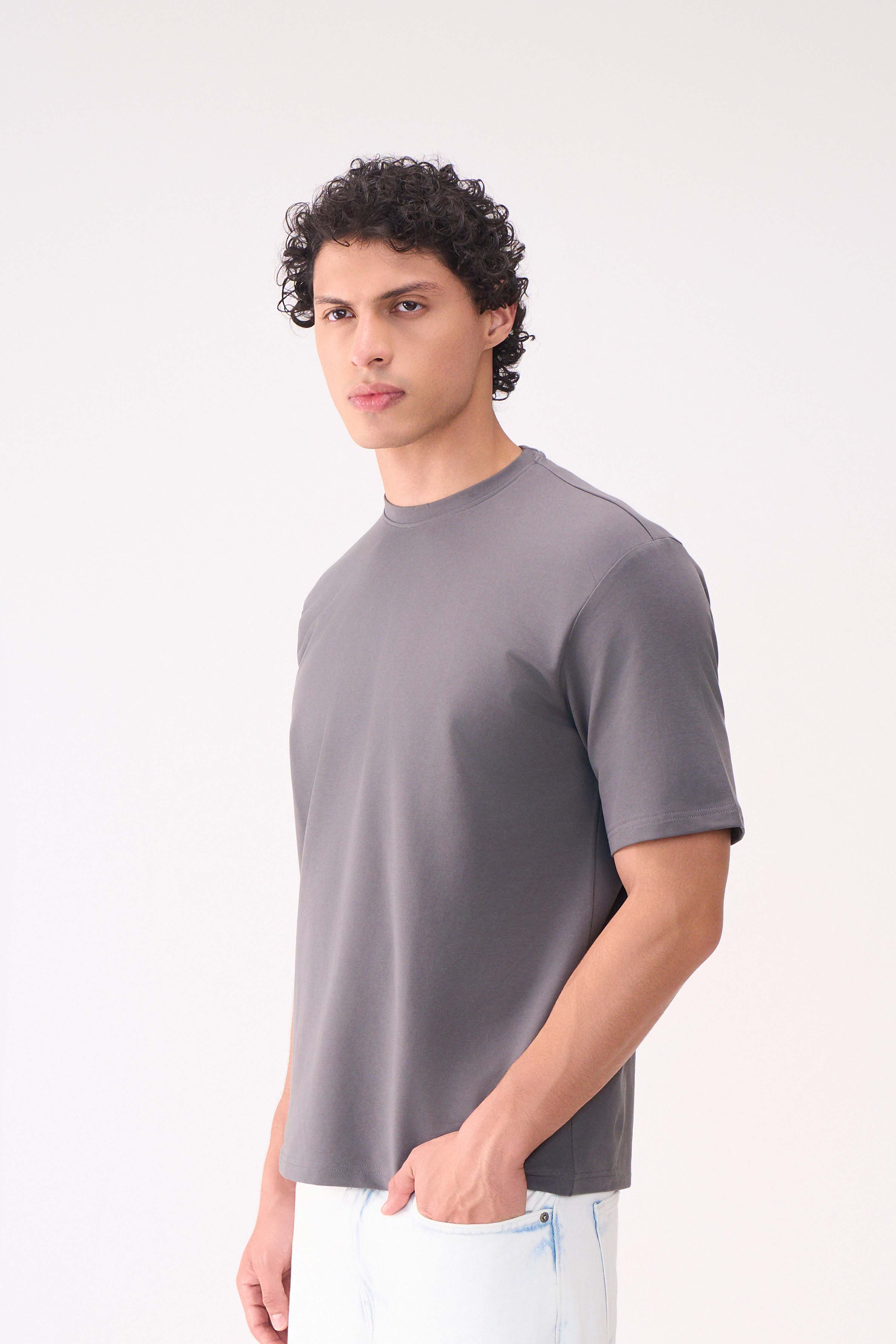 BASIC GREY RELAXED FIT TSHIRT