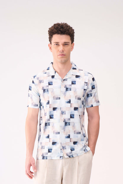 DIGITAL BOX PRINT TEXTURED SHIRT