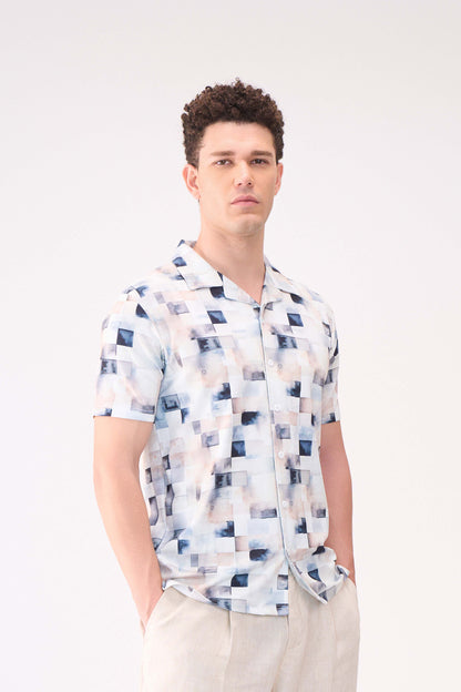 DIGITAL BOX PRINT TEXTURED SHIRT