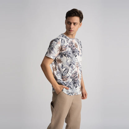 Floral craft digital print T-shirt - Beige