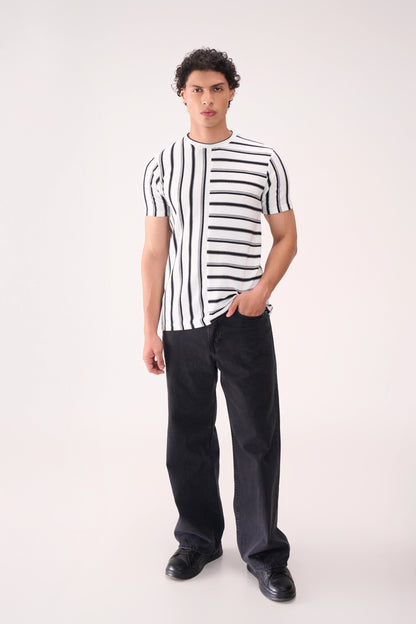 HALF STITCH STRIPE WHITE