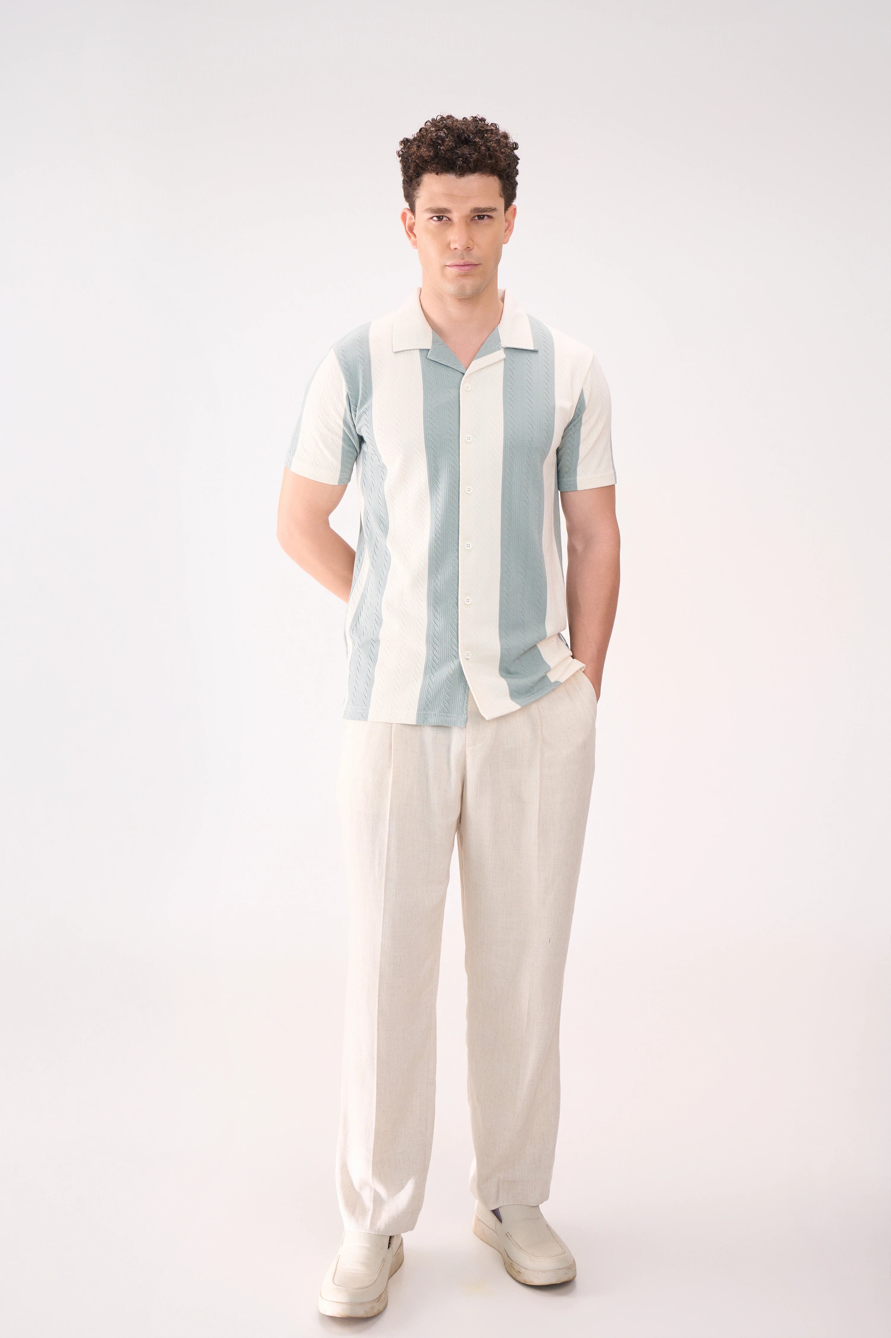 GREEN STRIPES TEXTURED