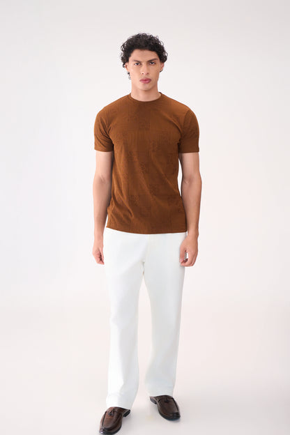 REGULAR FIT TEXTURED BROWN