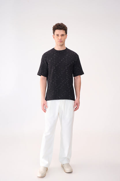 TEXTURED RELAXED FIT BLACK TSHIRT