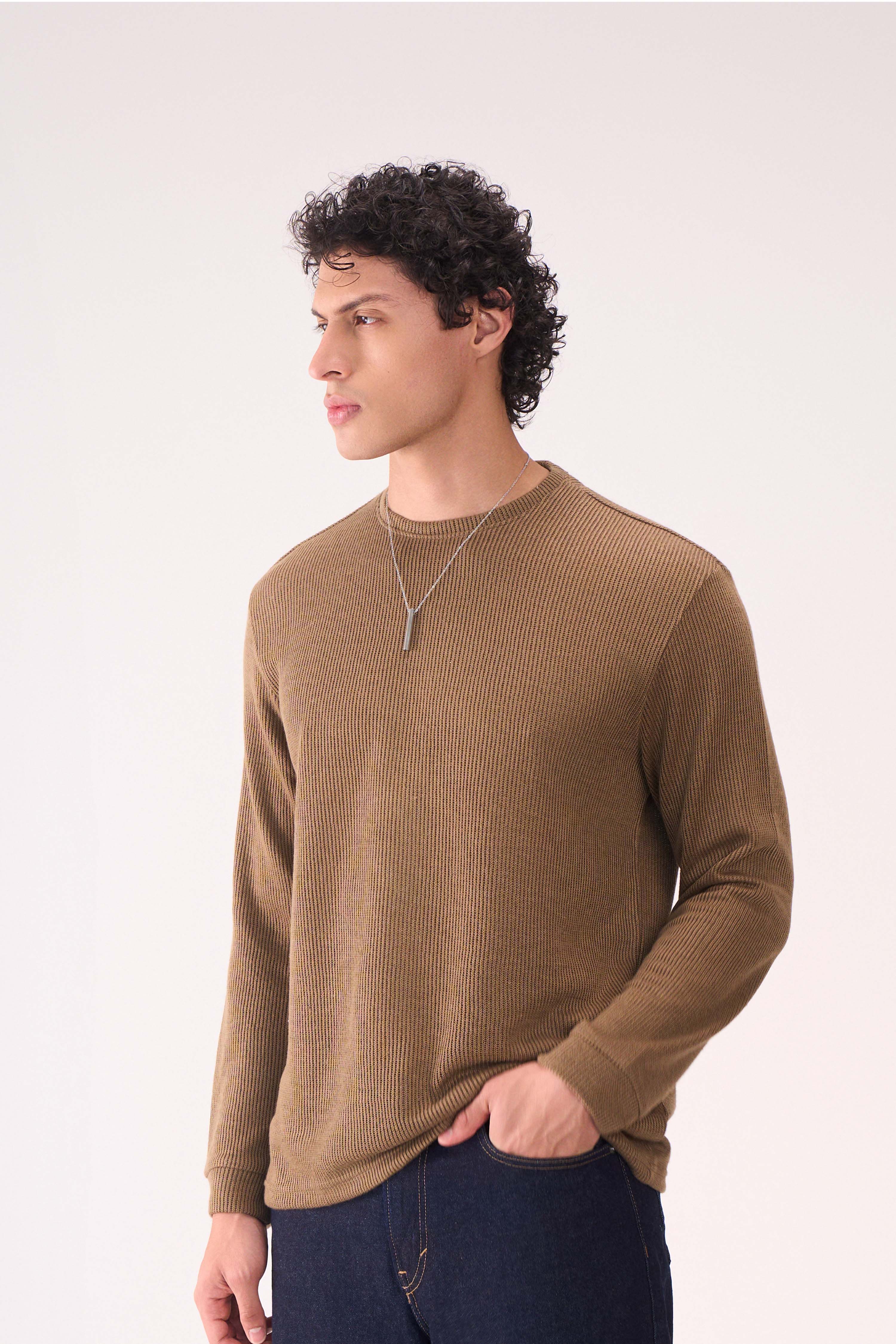 KNITTED LONG SLEEVES BROWN