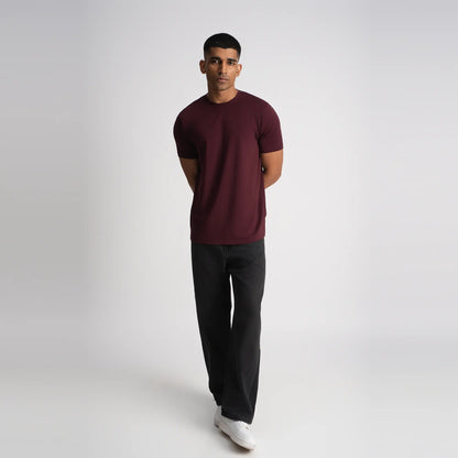 Relaxed Fine Line T-Shirt - Maroon