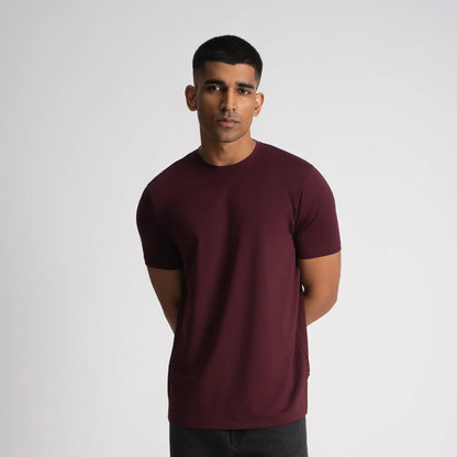 Relaxed Fine Line T-Shirt - Maroon