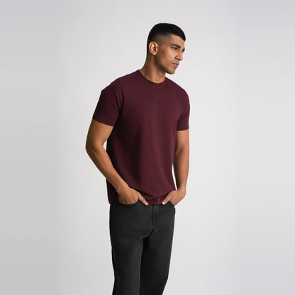 Relaxed Fine Line T-Shirt - Maroon