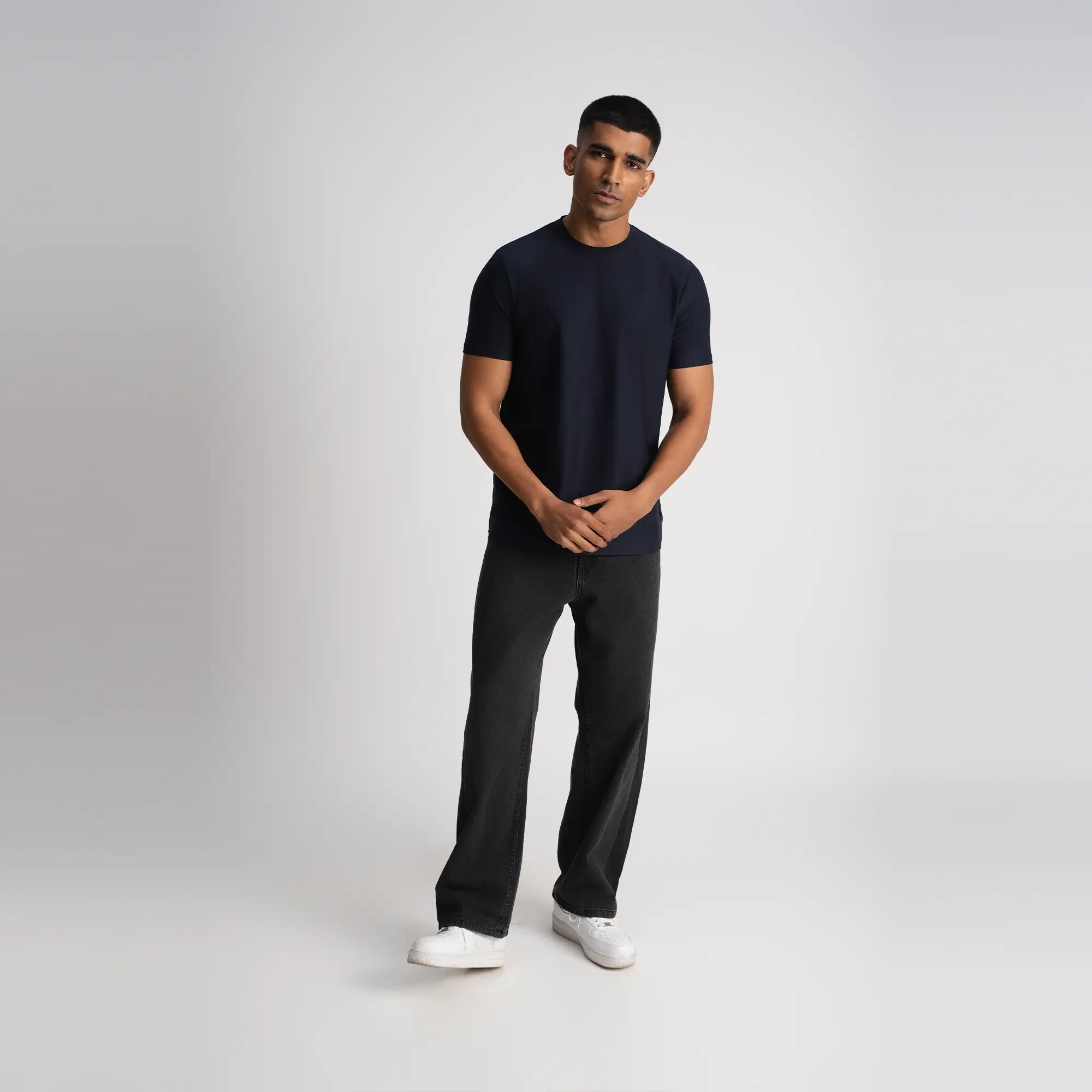 Relaxed Fine Line T-Shirt - Navy Blue