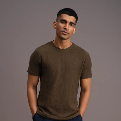 Relaxed Olive Weave T-shirt