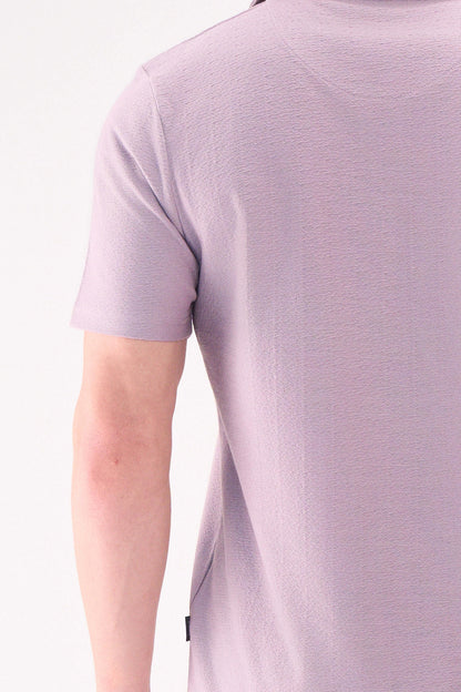 TEXTURED JACQ RESORT COLLAR LAVENDER