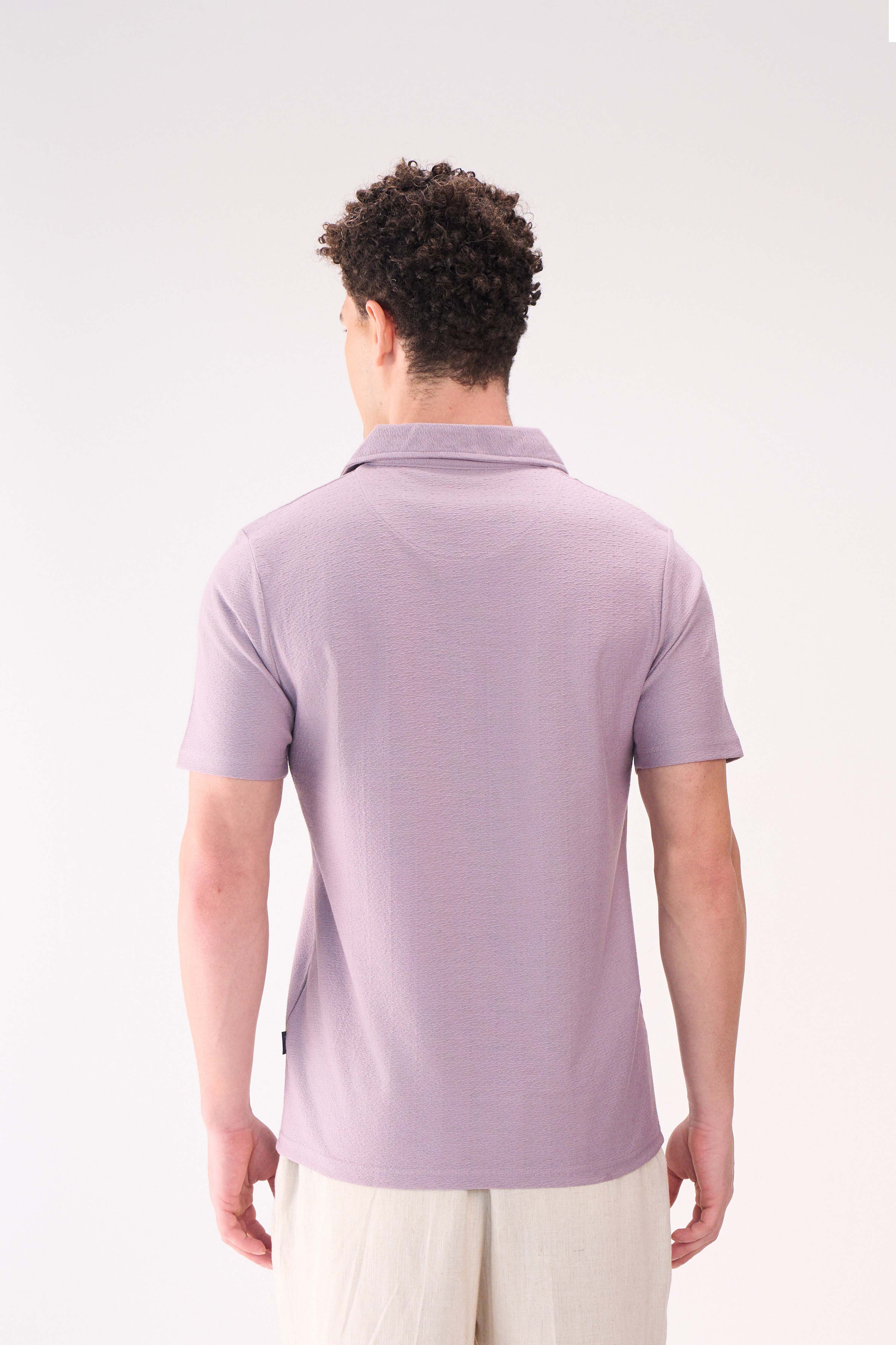 TEXTURED JACQ RESORT COLLAR LAVENDER
