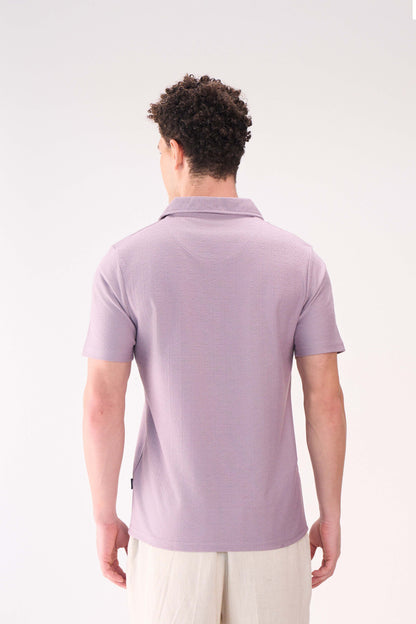 TEXTURED JACQ RESORT COLLAR LAVENDER