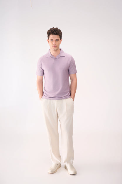 TEXTURED JACQ RESORT COLLAR LAVENDER