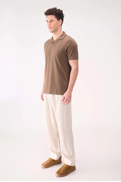 VERTICAL TEXTURES BROWN RESORT COLLAR